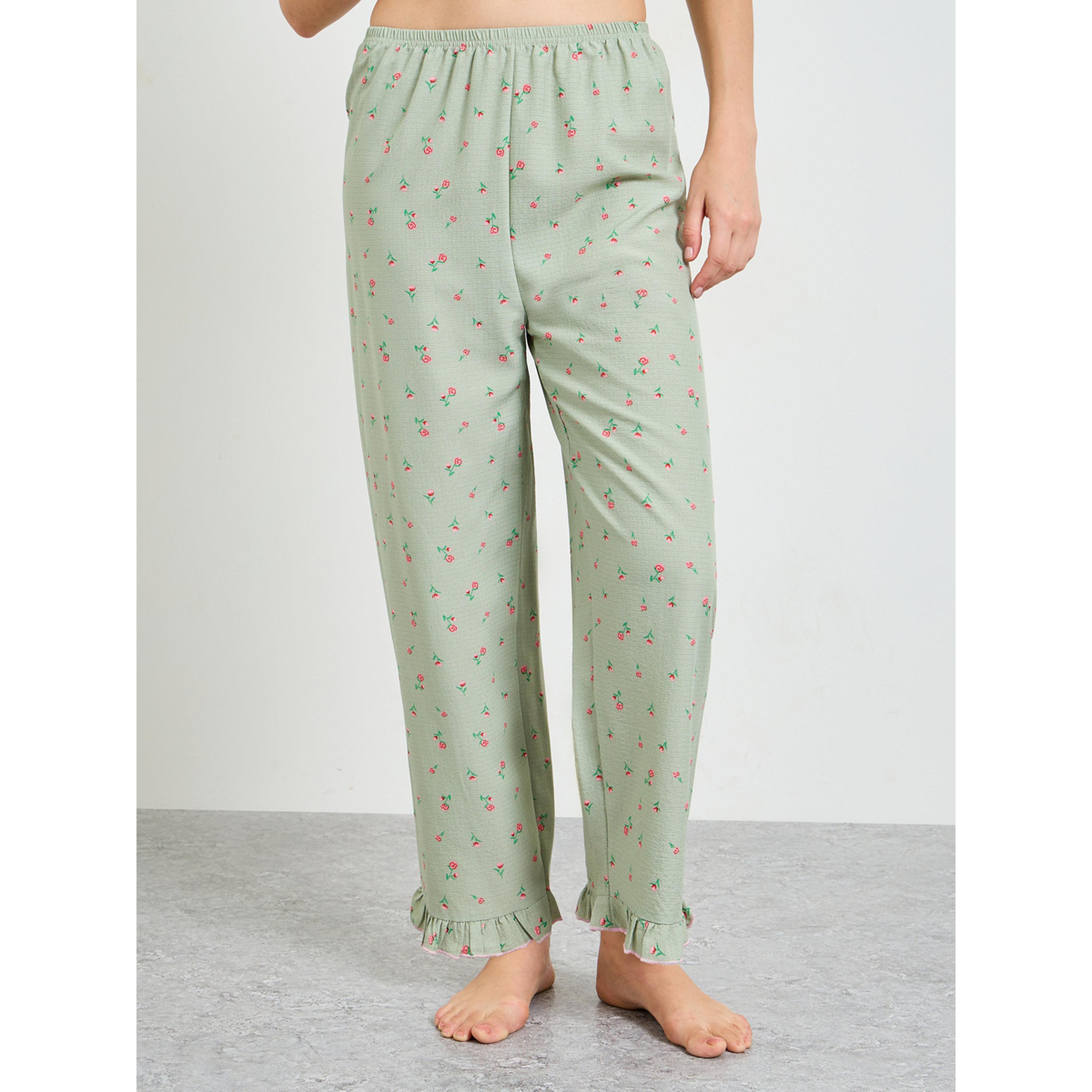 تيك تو - بيجاما بأكمام قصيرة طبعة زهور وكشكشة-women-clothing-nightwear-pyjamas-longsets-image-4