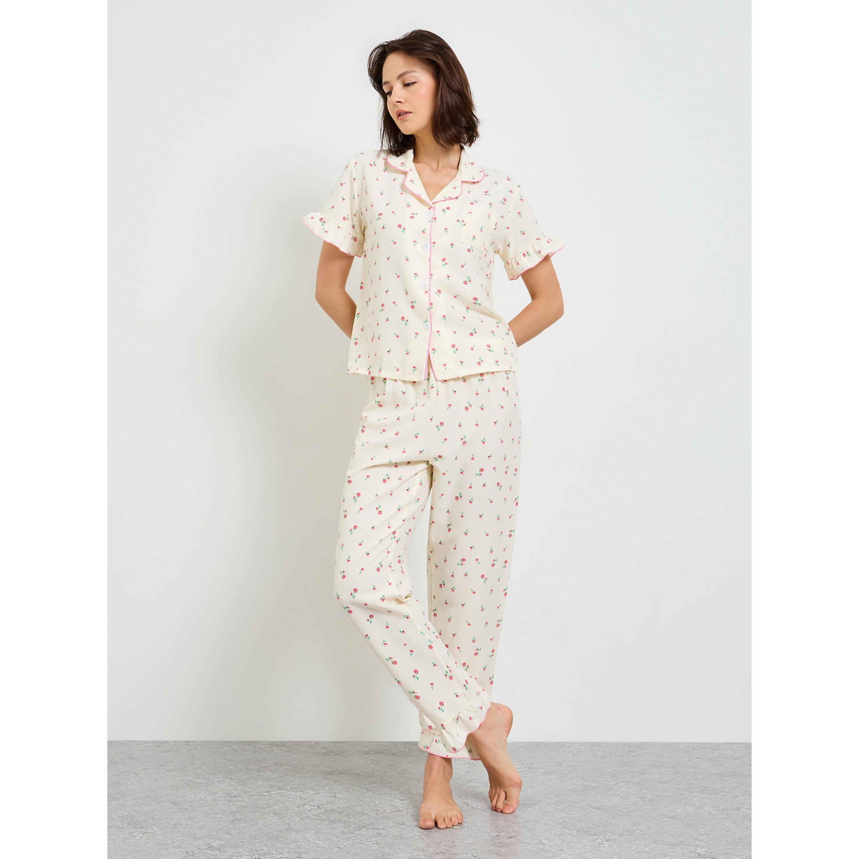 Take Two Floral Print Short Sleeve Pajama Set-women-clothing-nightwear-pyjamas-longsets-image-1