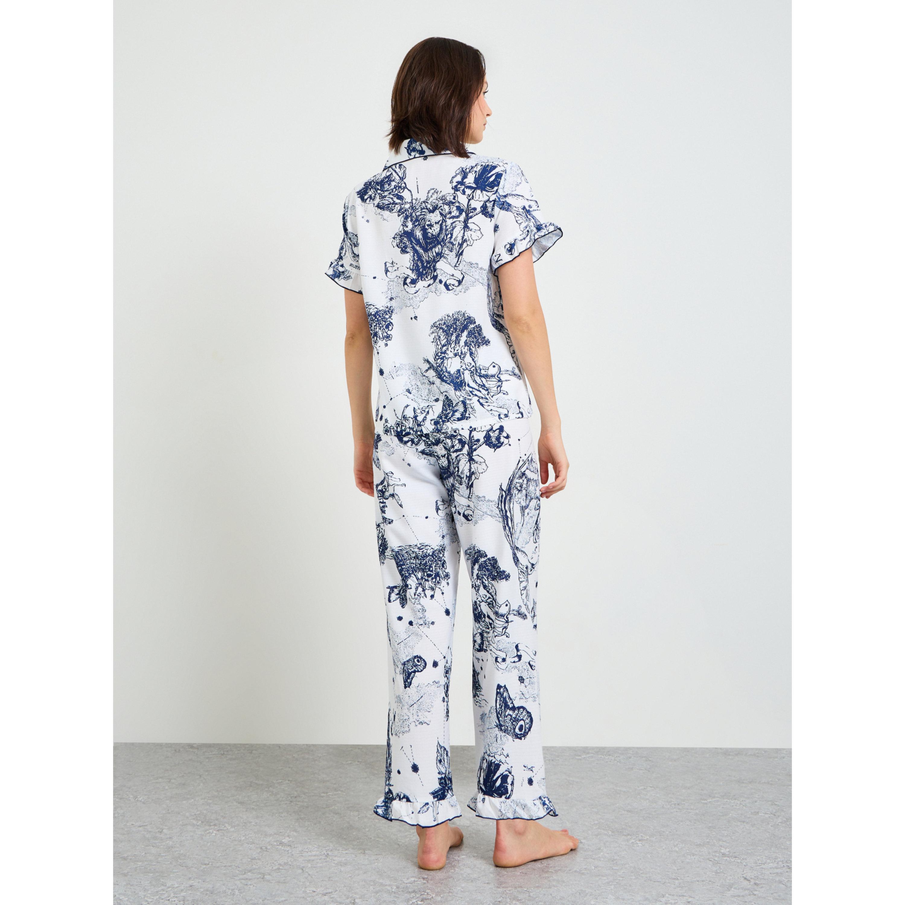 Take Two Womens Tropical Print Short Sleeve Pajama Set --women-clothing-nightwear-pyjamas-longsets-image-3