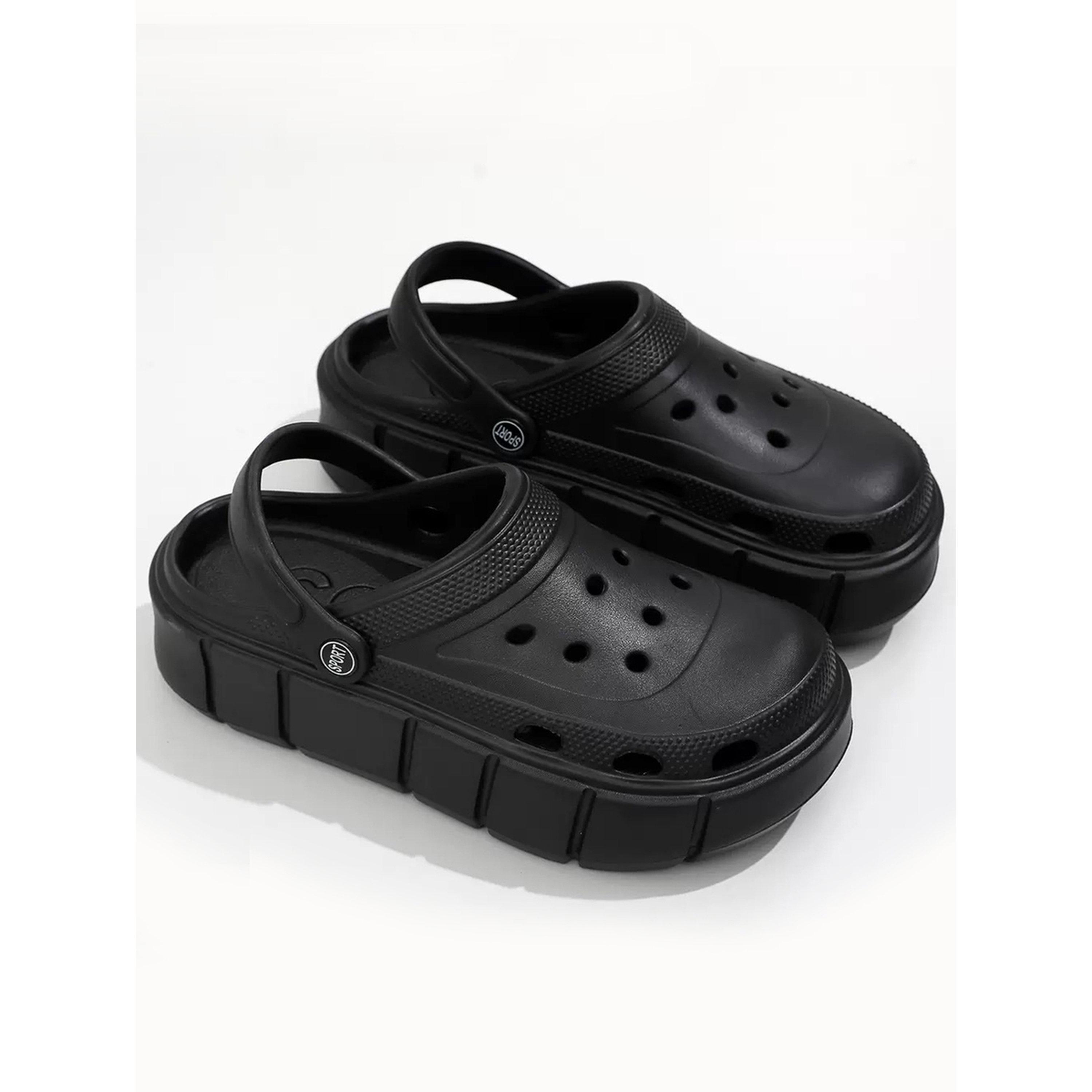 قبقاب مريح نعل سميك أسود-women-shoes-sandals-flats-image-3