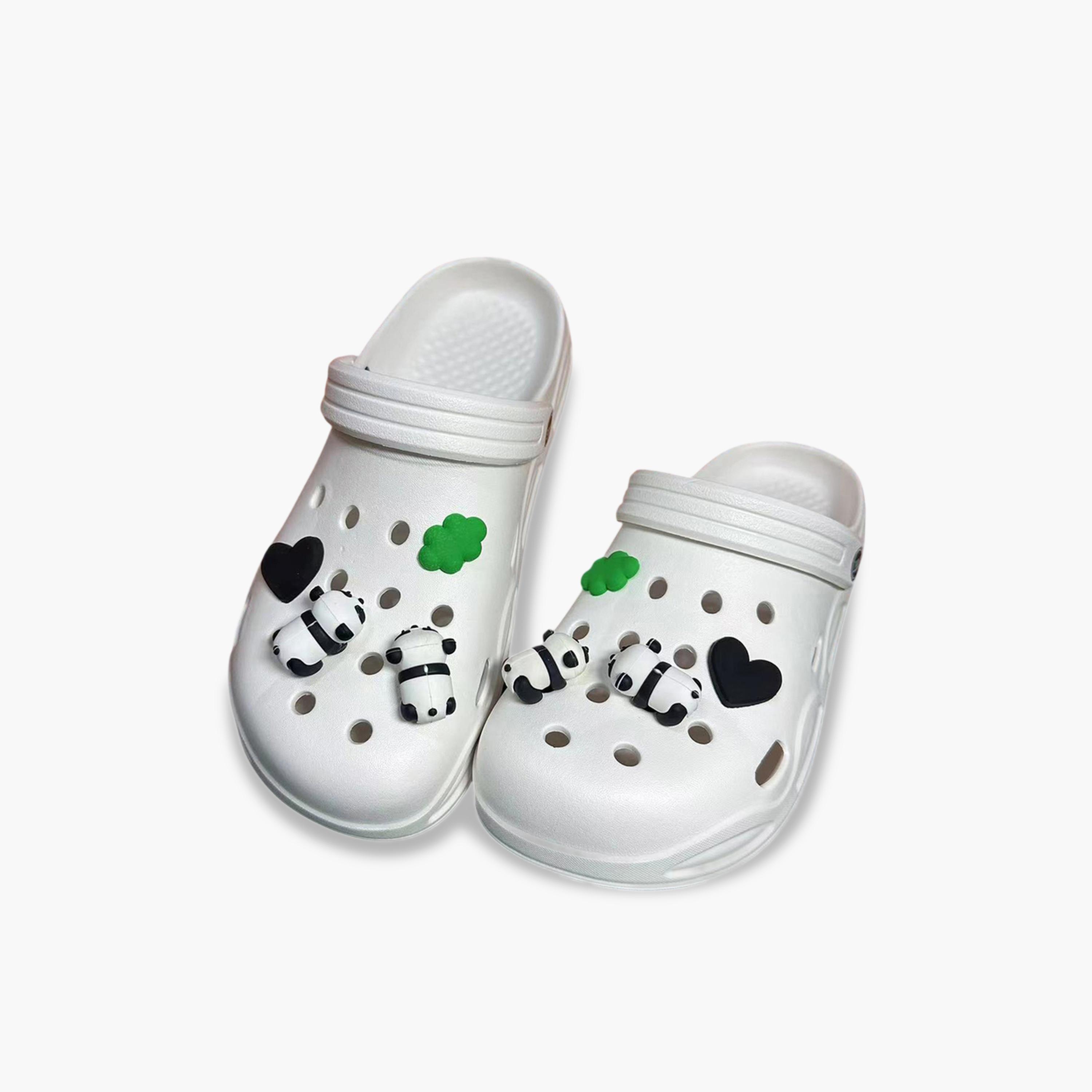 قبقاب مريح مسطح أبيض مع تعليقات باندا-women-shoes-sandals-flats-image-2