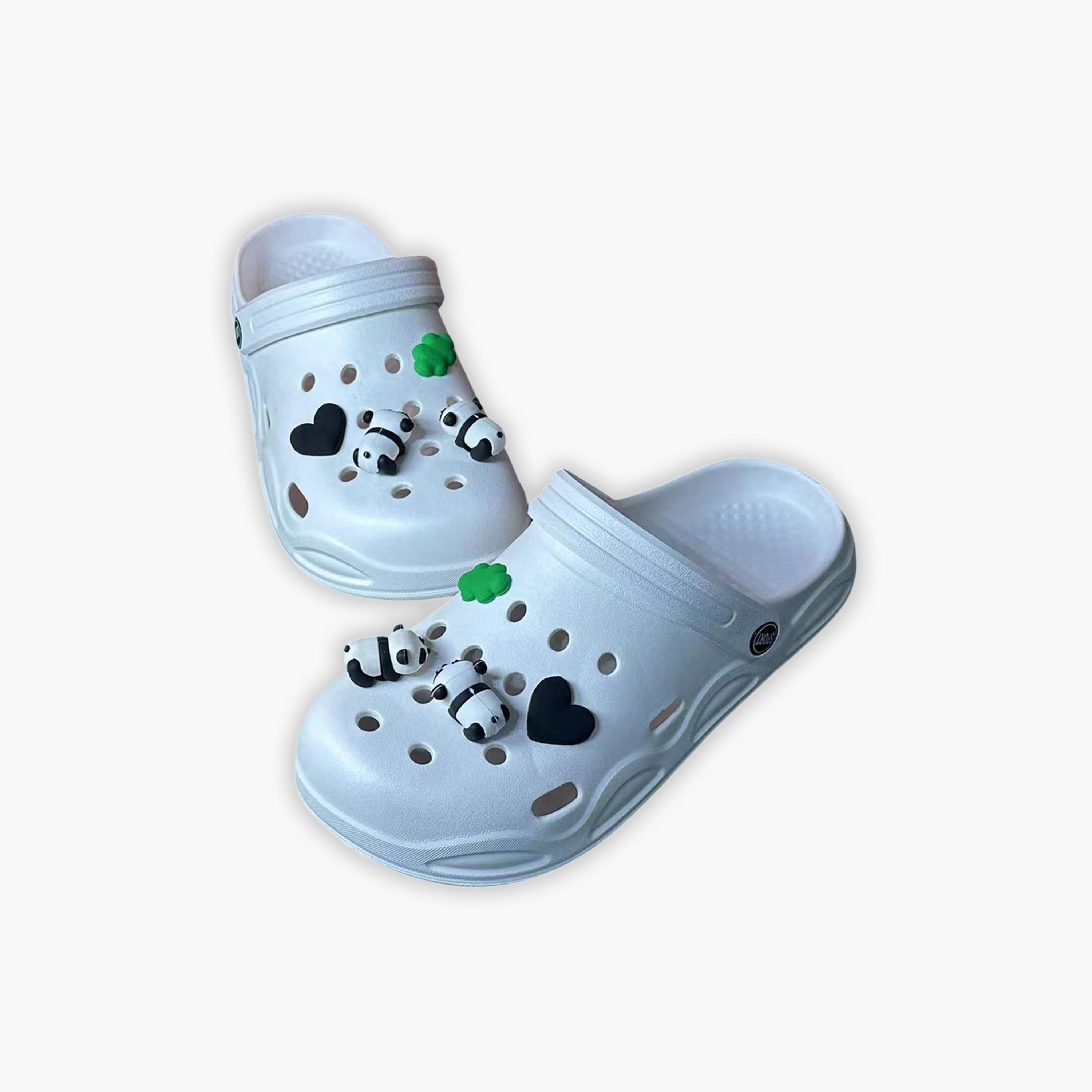 قبقاب مريح مسطح أبيض مع تعليقات باندا-women-shoes-sandals-flats-image-3