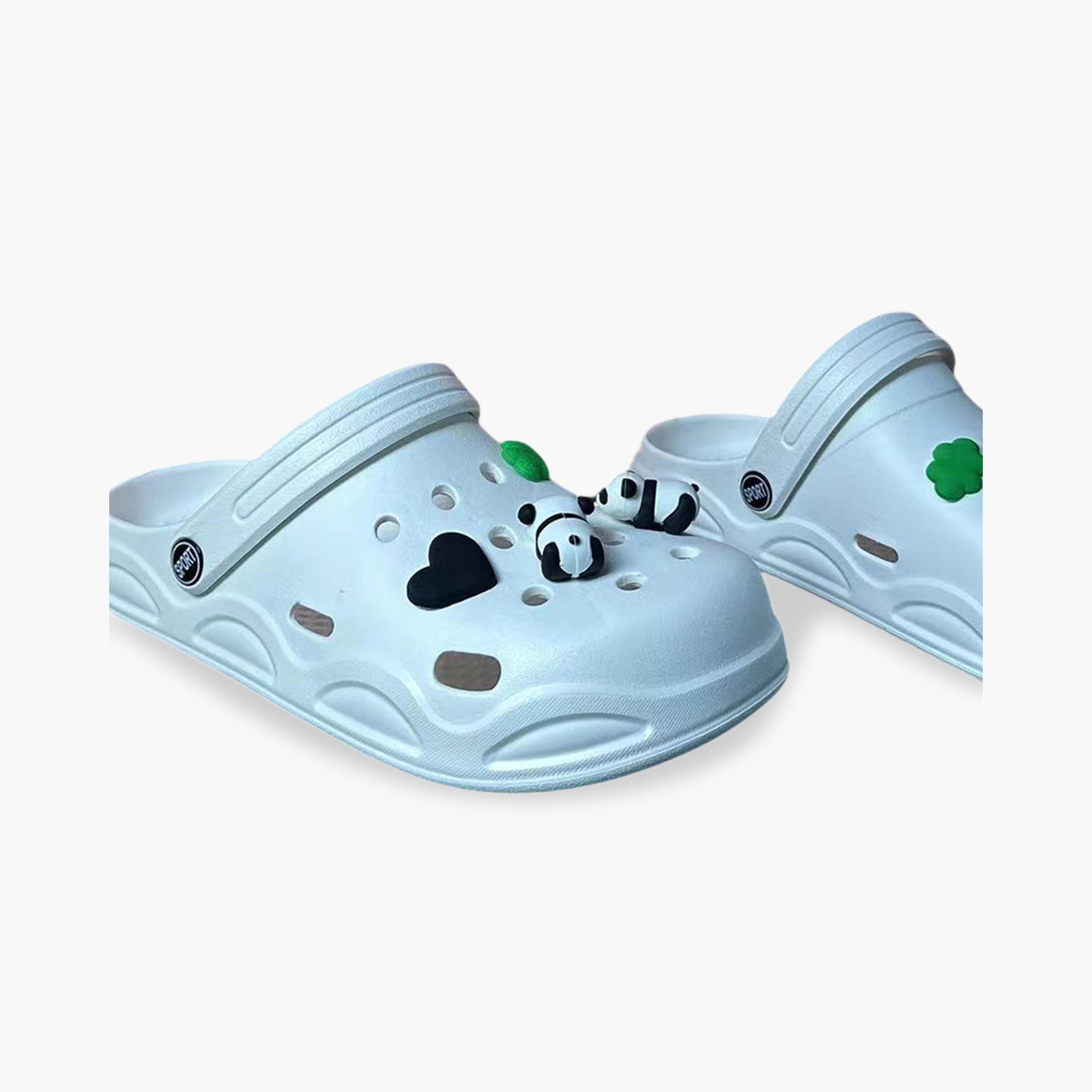 قبقاب مريح مسطح أبيض مع تعليقات باندا-women-shoes-sandals-flats-image-5
