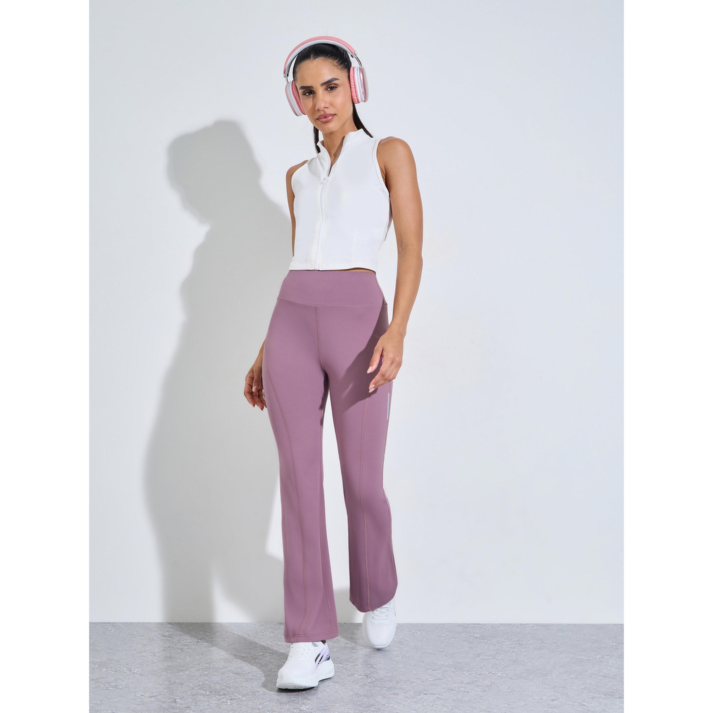 Styli Pink Solid Flared Activewear Pants-women-clothing-bottoms-joggers-image-2