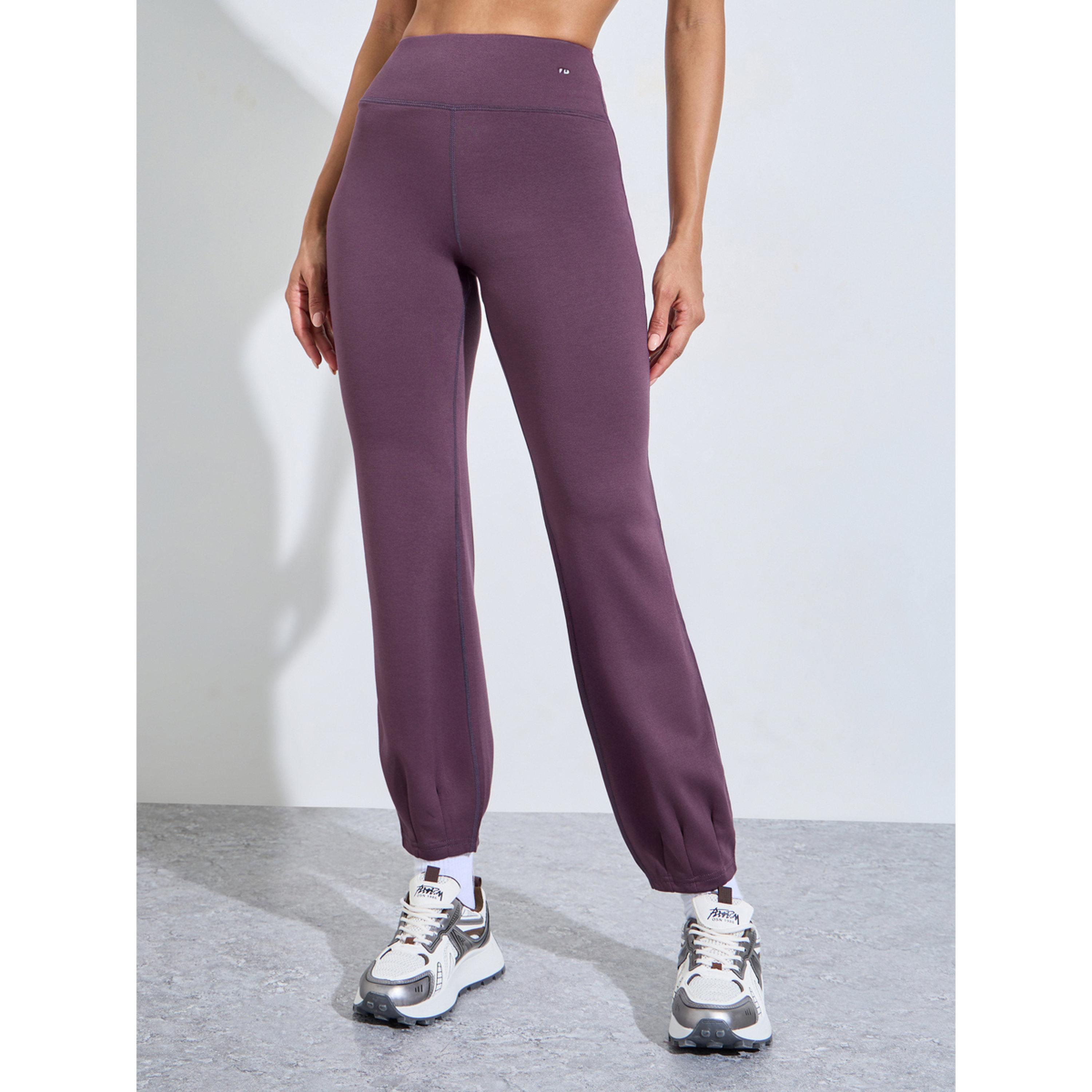 Styli Purple Solid Cuffed Hem Active Joggers-women-clothing-sportswearandactivewear-joggers-image-1