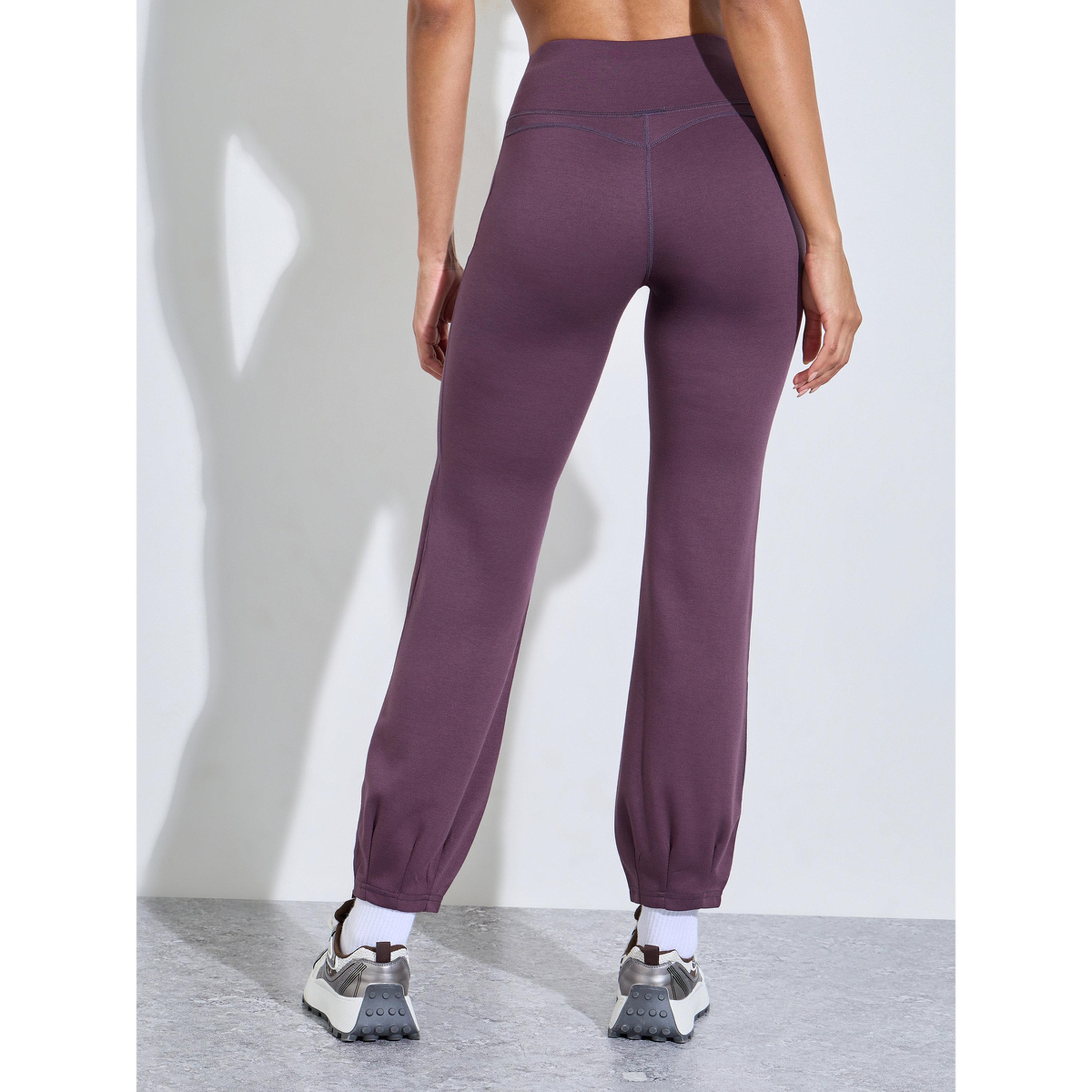 Styli Purple Solid Cuffed Hem Active Joggers-women-clothing-sportswearandactivewear-joggers-image-4