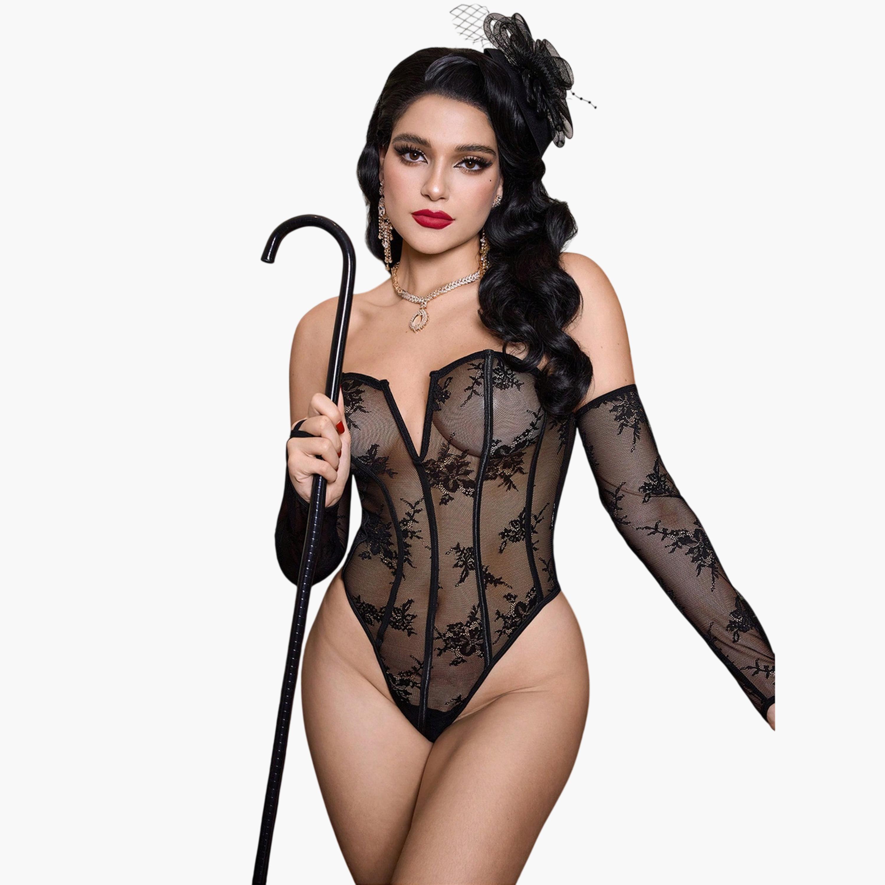 بودي سوت دانتيل بأشكال أزهار مع قفازات-women-clothing-lingerie-lingeriesets-image-4