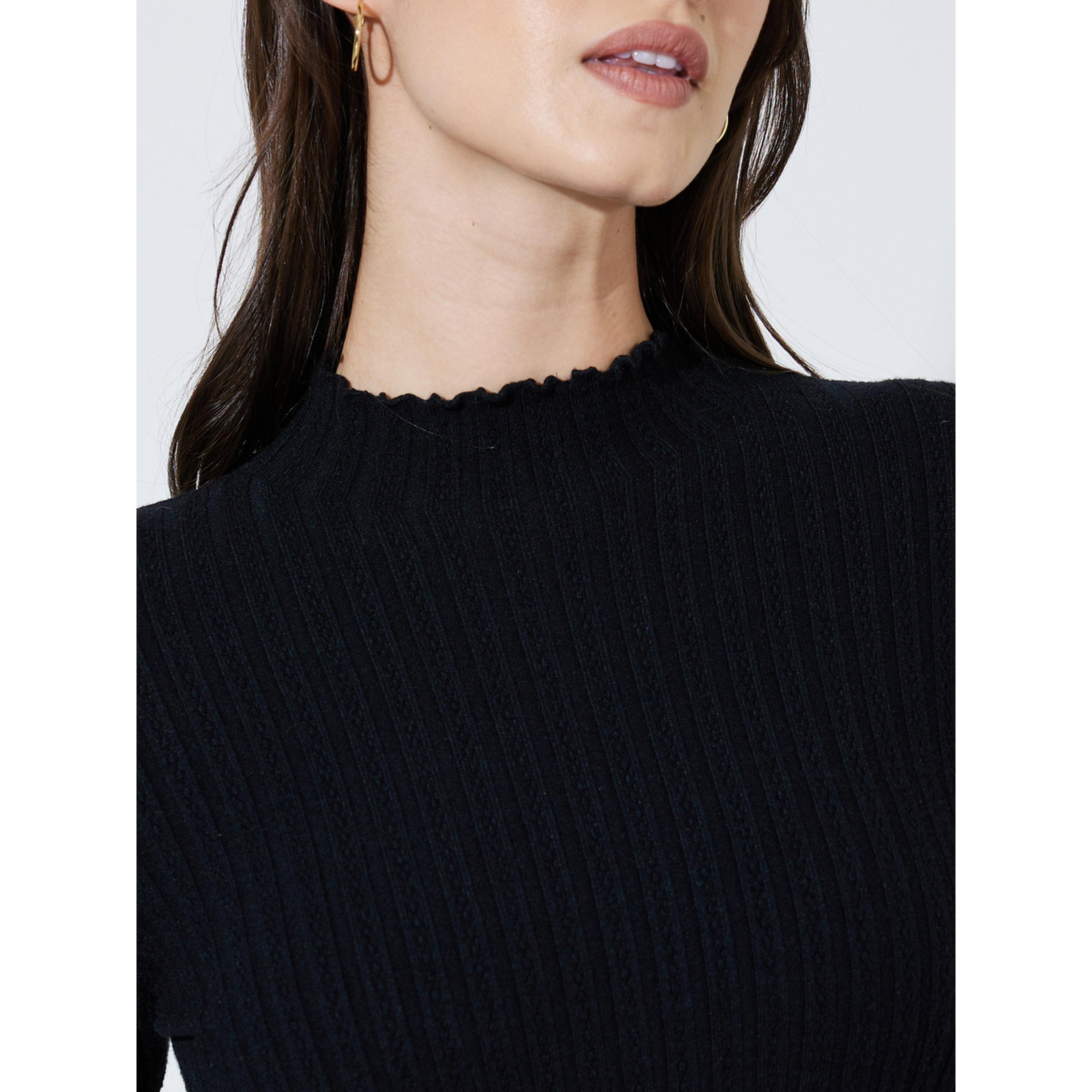 سويتر مضلع بياقة مرتفعة بلون سادة-women-winterwear-cardigansandjumpers-jumpers-image-6