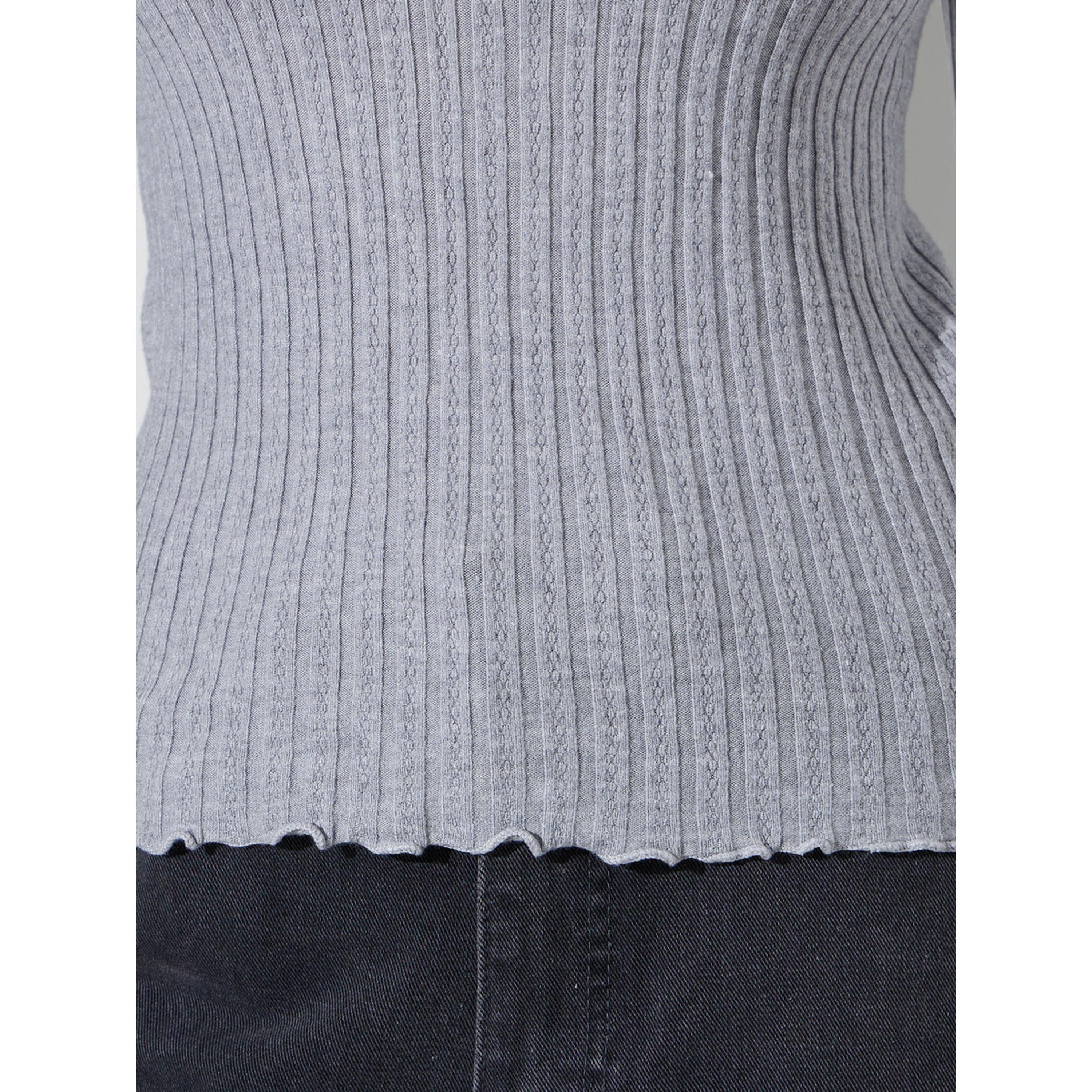 Styli Grey Solid High Neck Ribbed Sweater-women-winterwear-cardigansandjumpers-jumpers-image-5