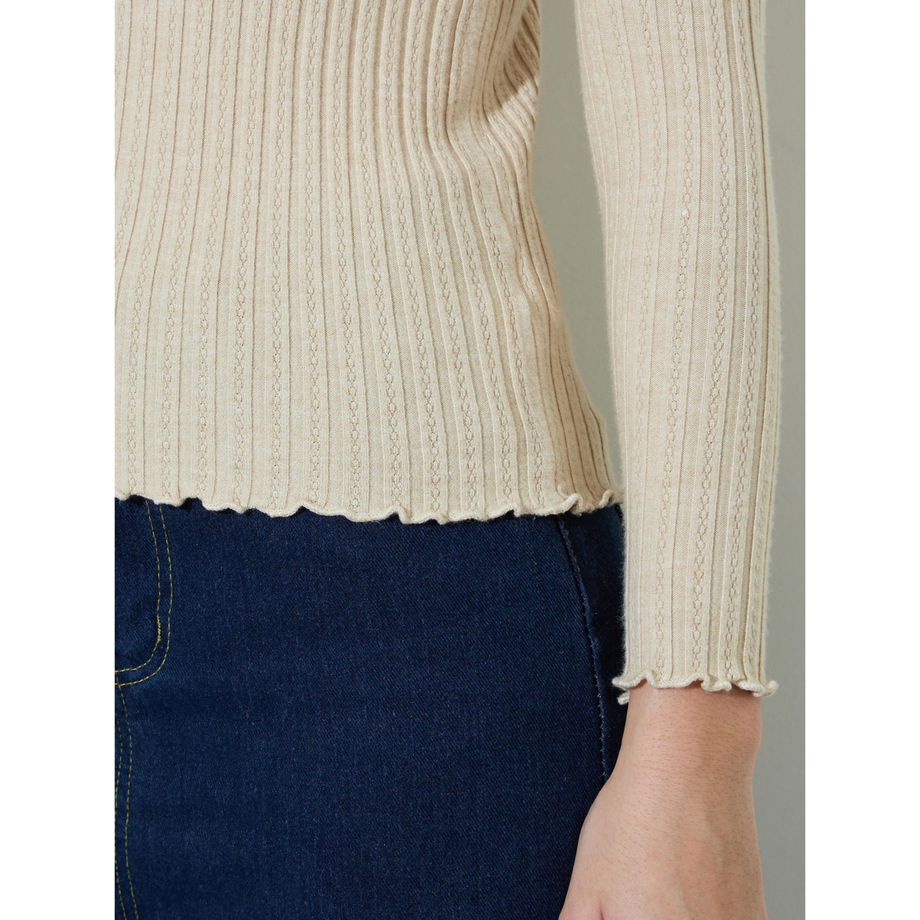 Styli Off White Solid High Neck Ribbed Sweater-women-winterwear-cardigansandjumpers-jumpers-image-5