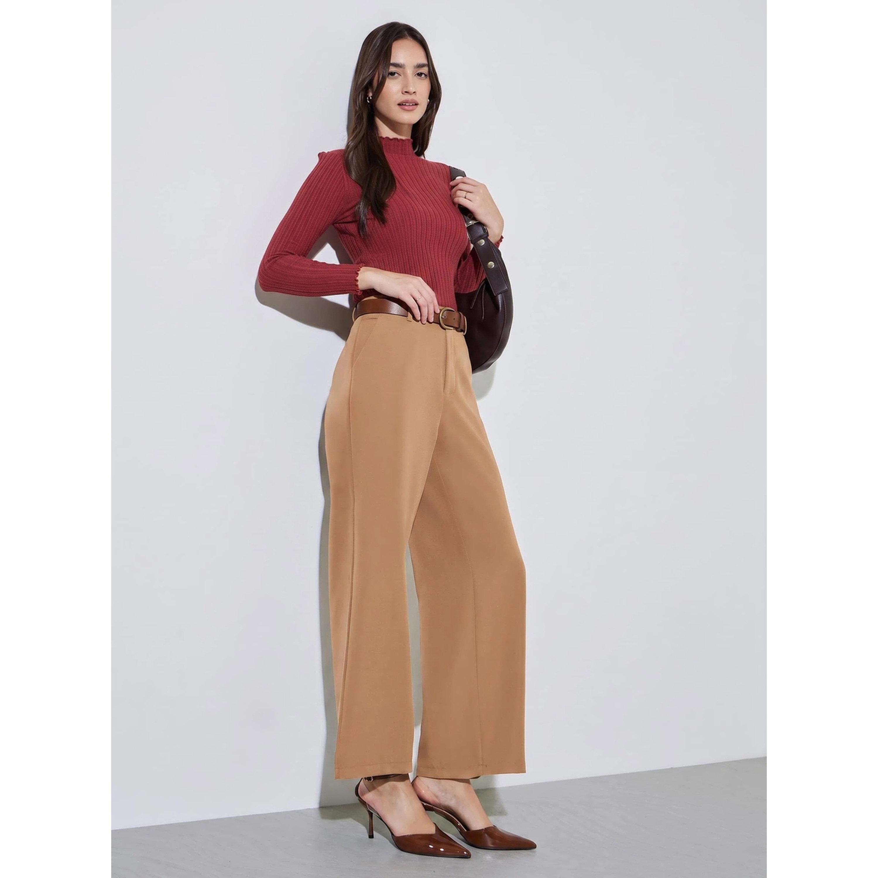 سويتر مضلع بياقة مرتفعة بلون سادة-women-winterwear-cardigansandjumpers-jumpers-image-2