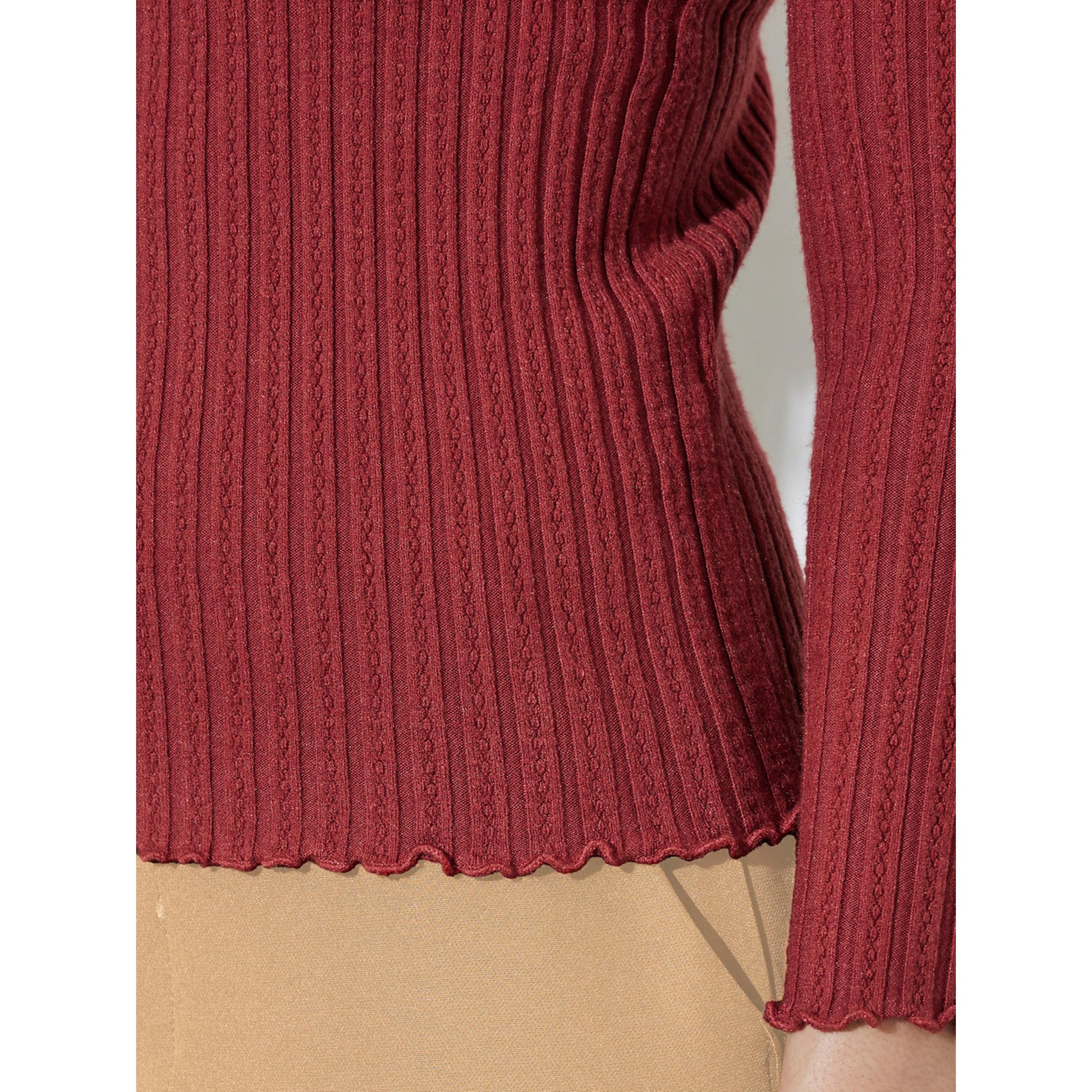 سويتر مضلع بياقة مرتفعة بلون سادة-women-winterwear-cardigansandjumpers-jumpers-image-5