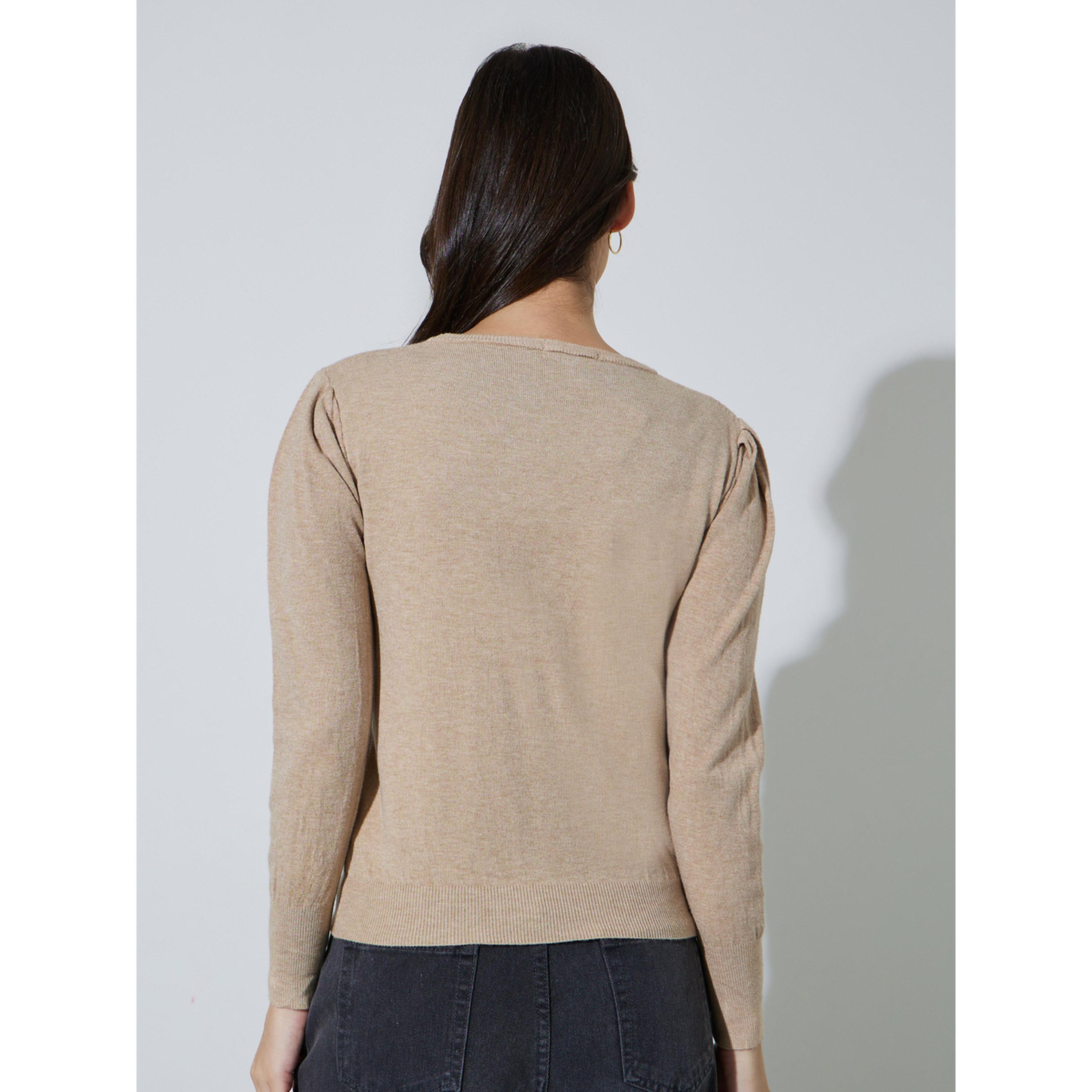 سويتر محبوك كابل جيليه بلون سادة-women-winterwear-cardigansandjumpers-jumpers-image-4