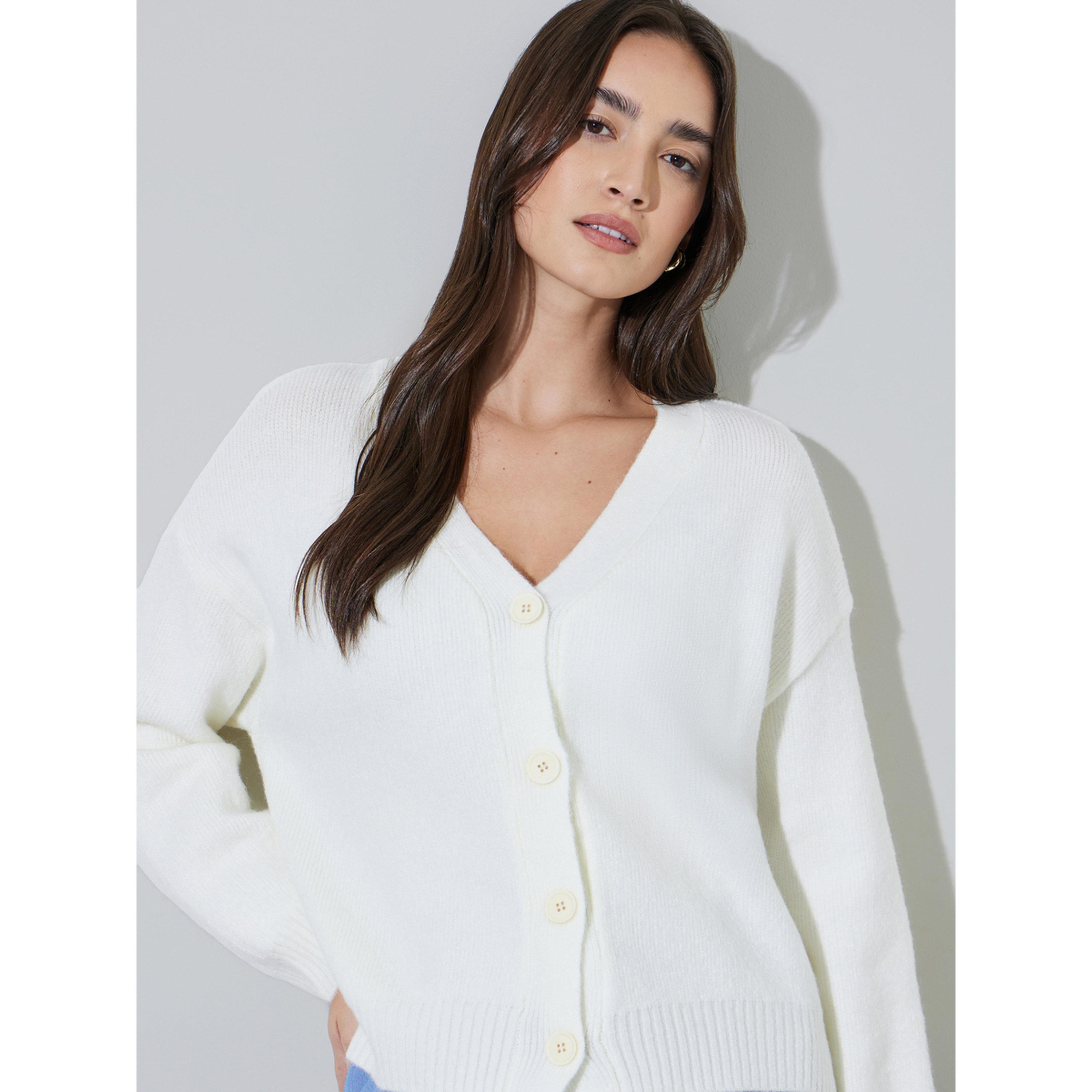 كارديجان بأزرار بلون سادة-women-winterwear-cardigansandjumpers-cardigans-image-4