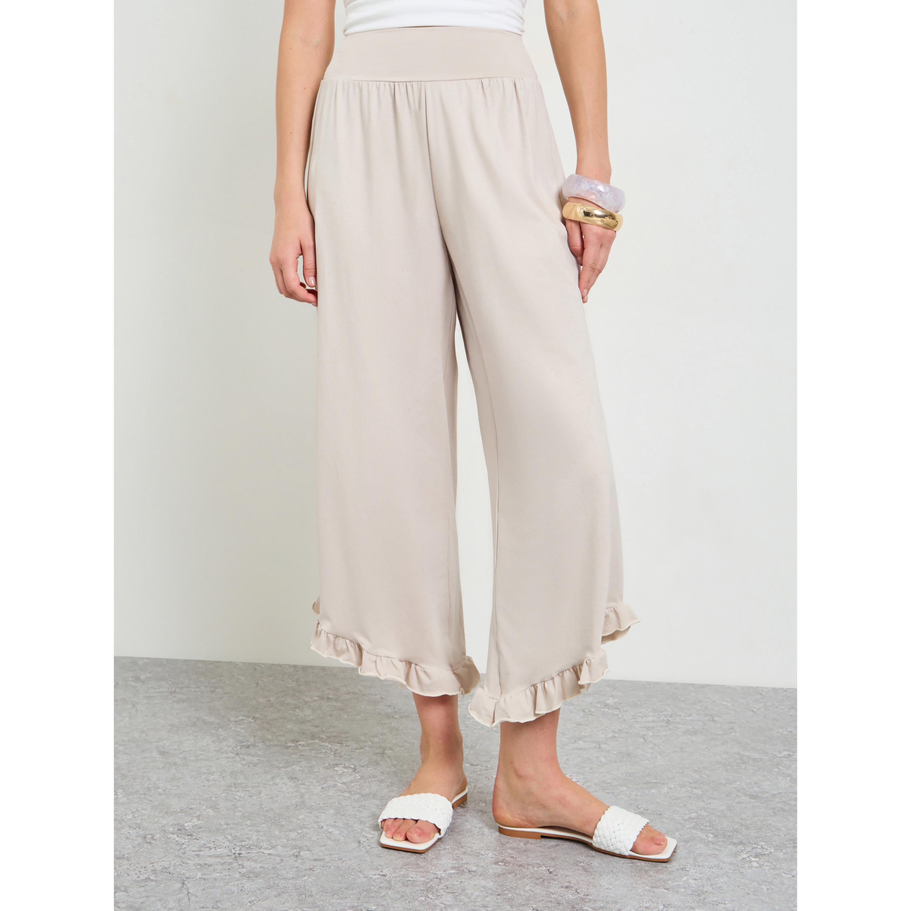 Take Two Plain Ruffle Hem Culottes-women-clothing-joggers-image-1