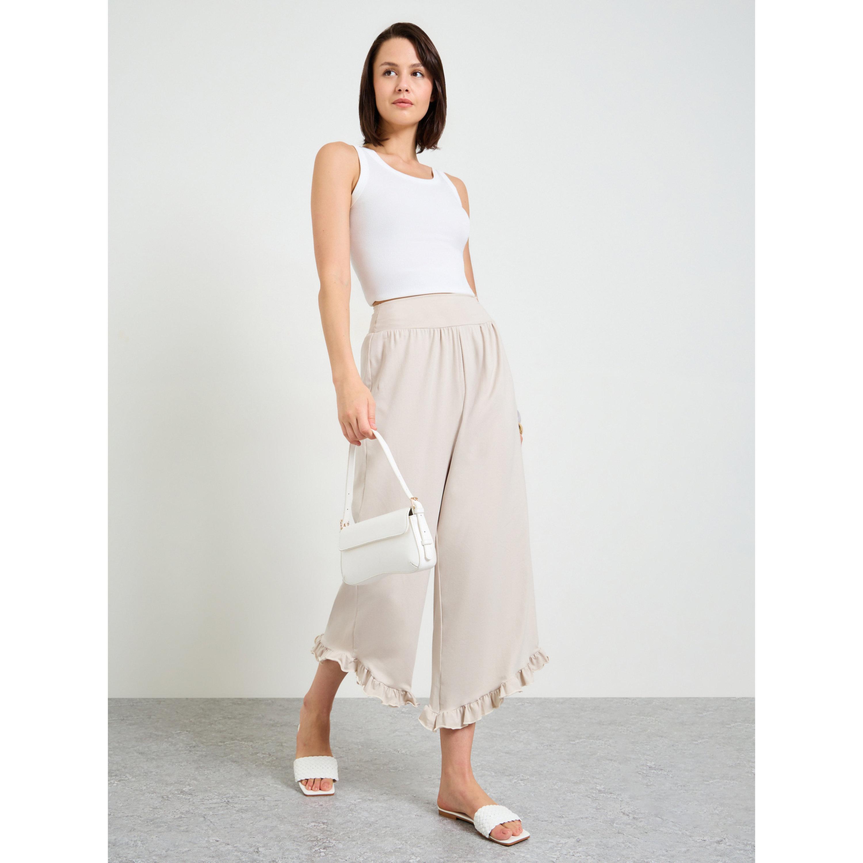 Take Two Plain Ruffle Hem Culottes-women-clothing-joggers-image-2