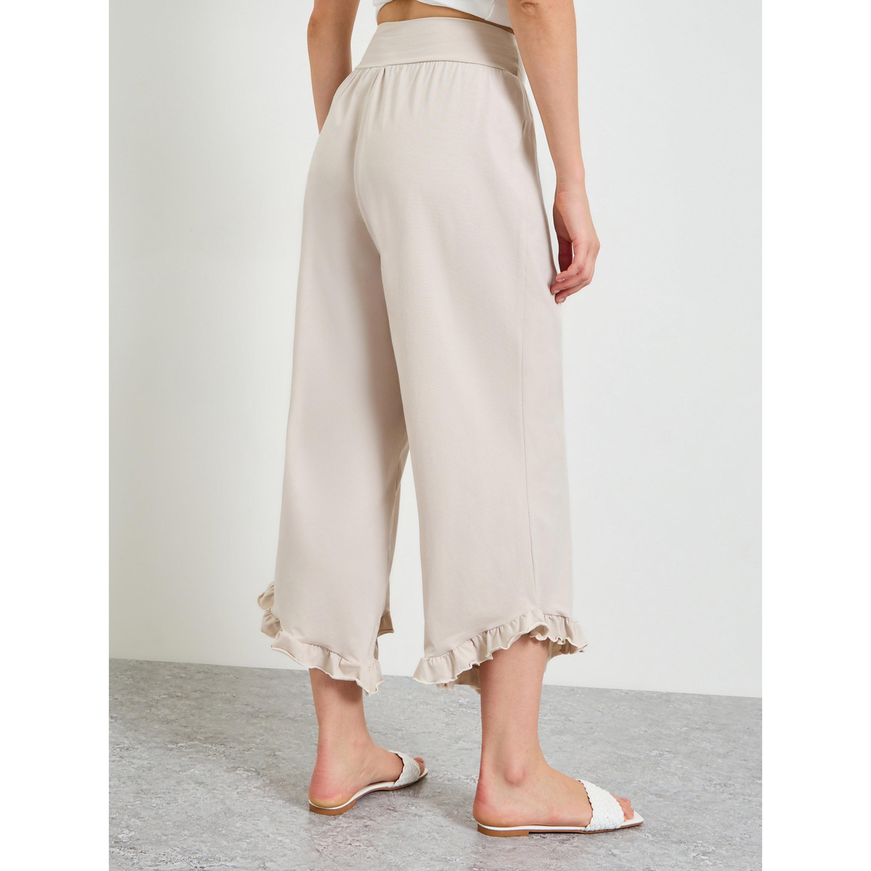 Take Two Plain Ruffle Hem Culottes-women-clothing-joggers-image-4