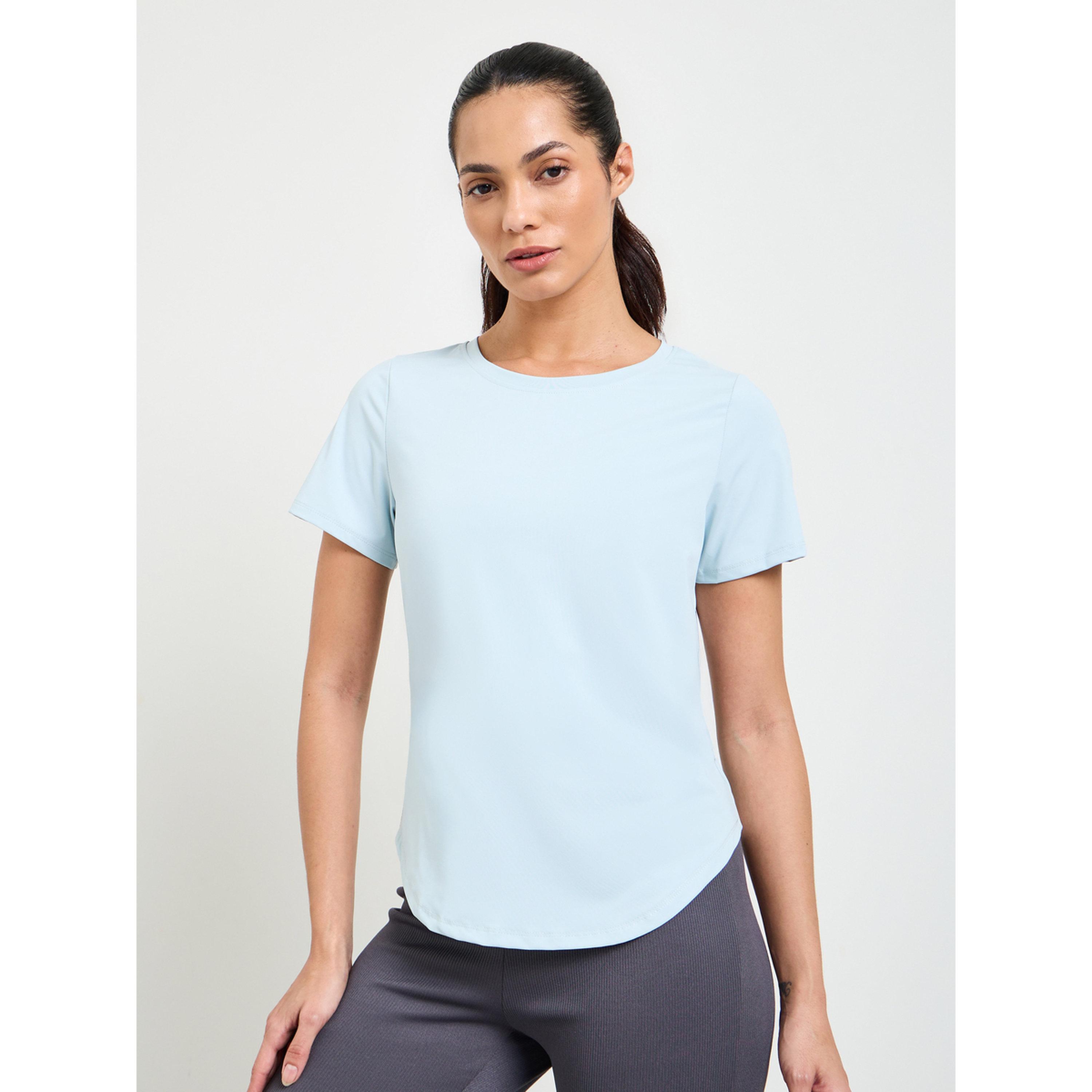 Take Two Blue Solid Round Neck Active T-Shirt-sports-women-clothing-tshirtsandvests-image-1