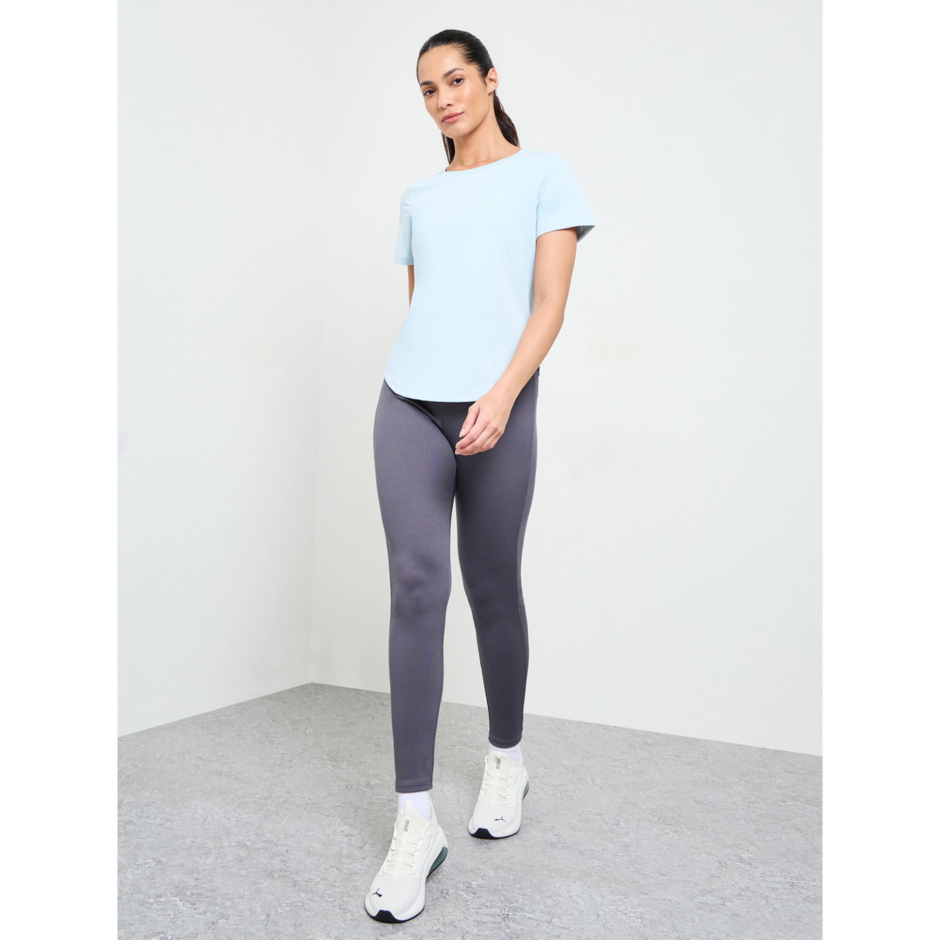 Take Two Blue Solid Round Neck Active T-Shirt-sports-women-clothing-tshirtsandvests-image-2