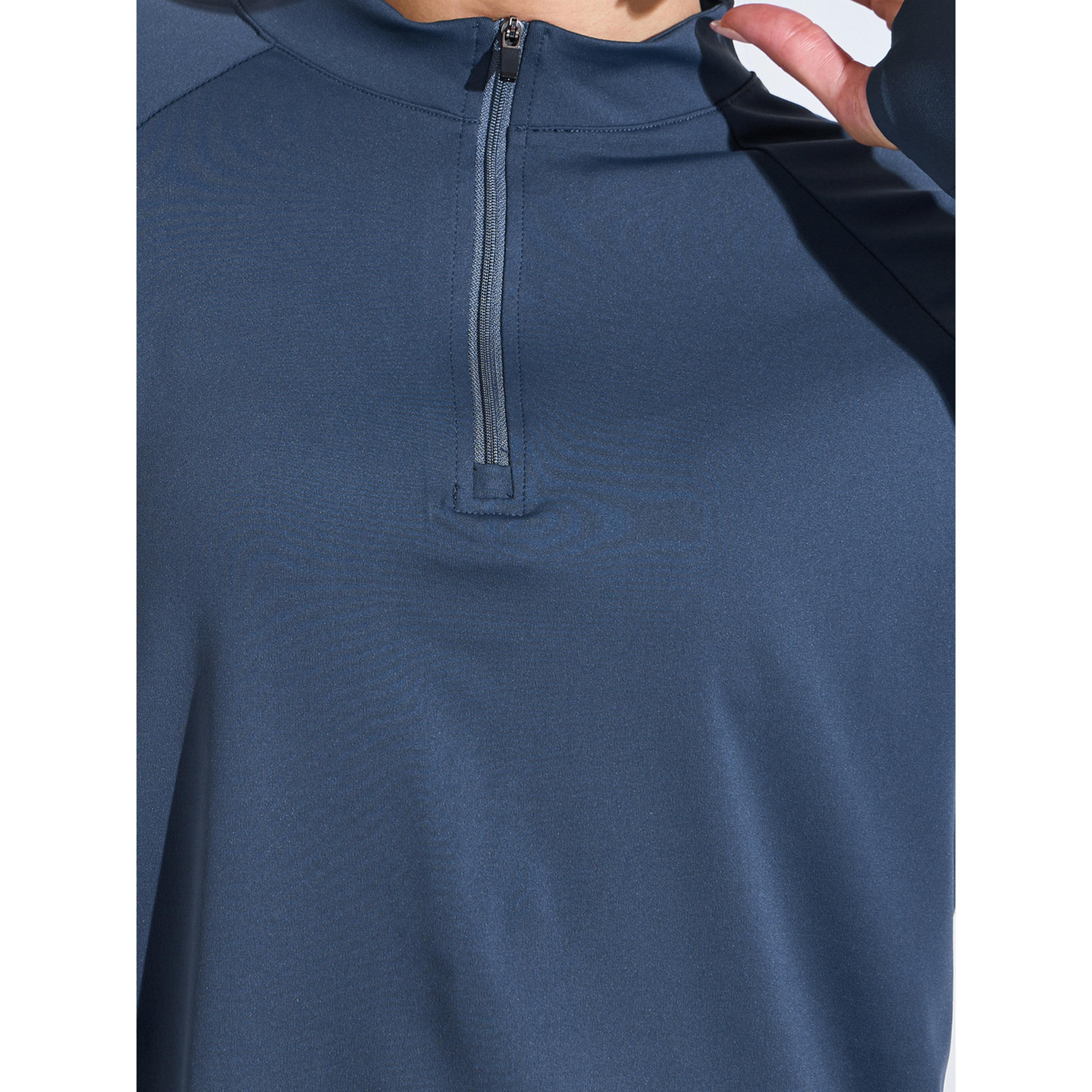 بلوزة رياضية طويلة بسحاب نصفي سادة باللون الكحلي-sports-women-clothing-tshirtsandvests-image-5