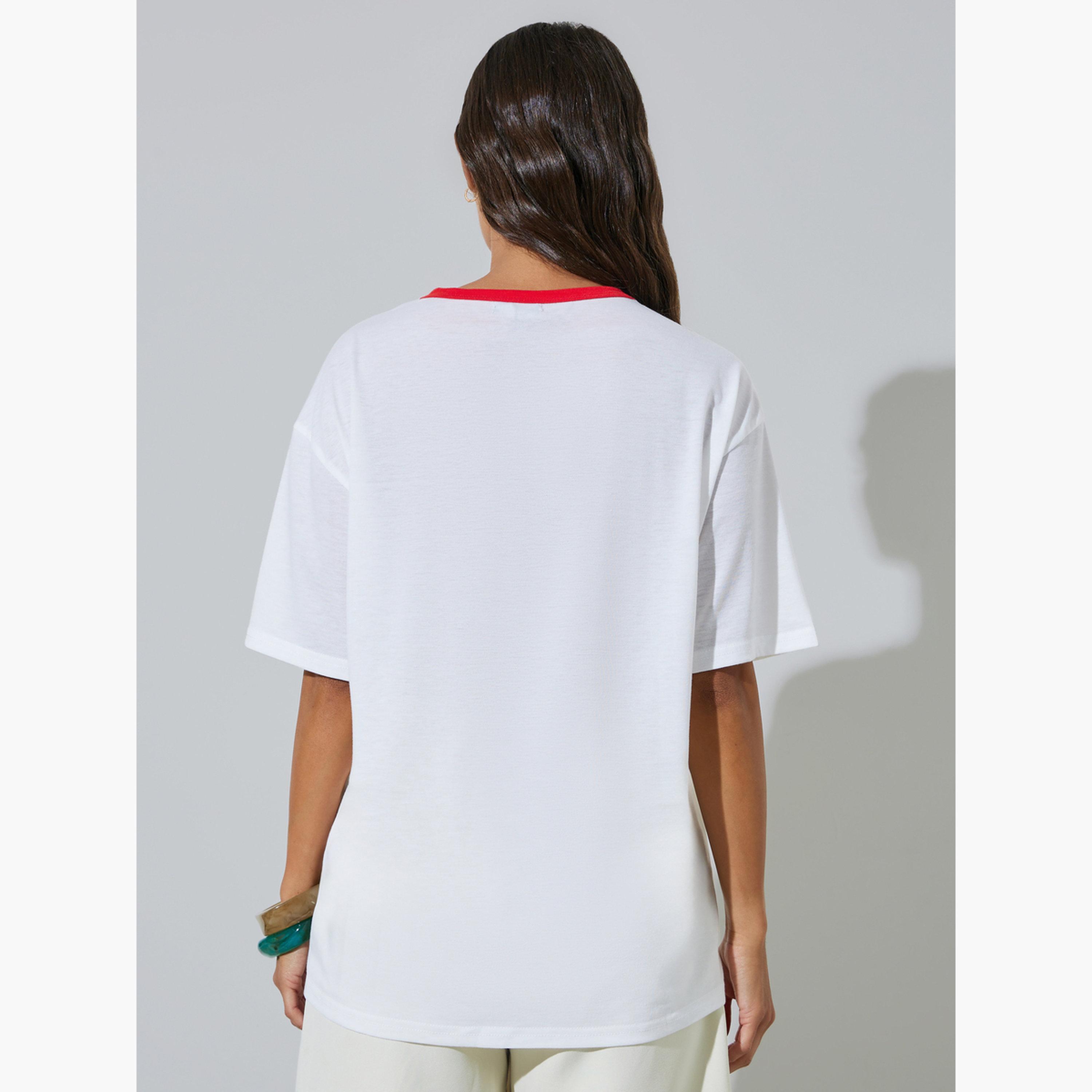 Styli White Floral Print Oversize T-shirt-women-clothing-tshirts-image-4