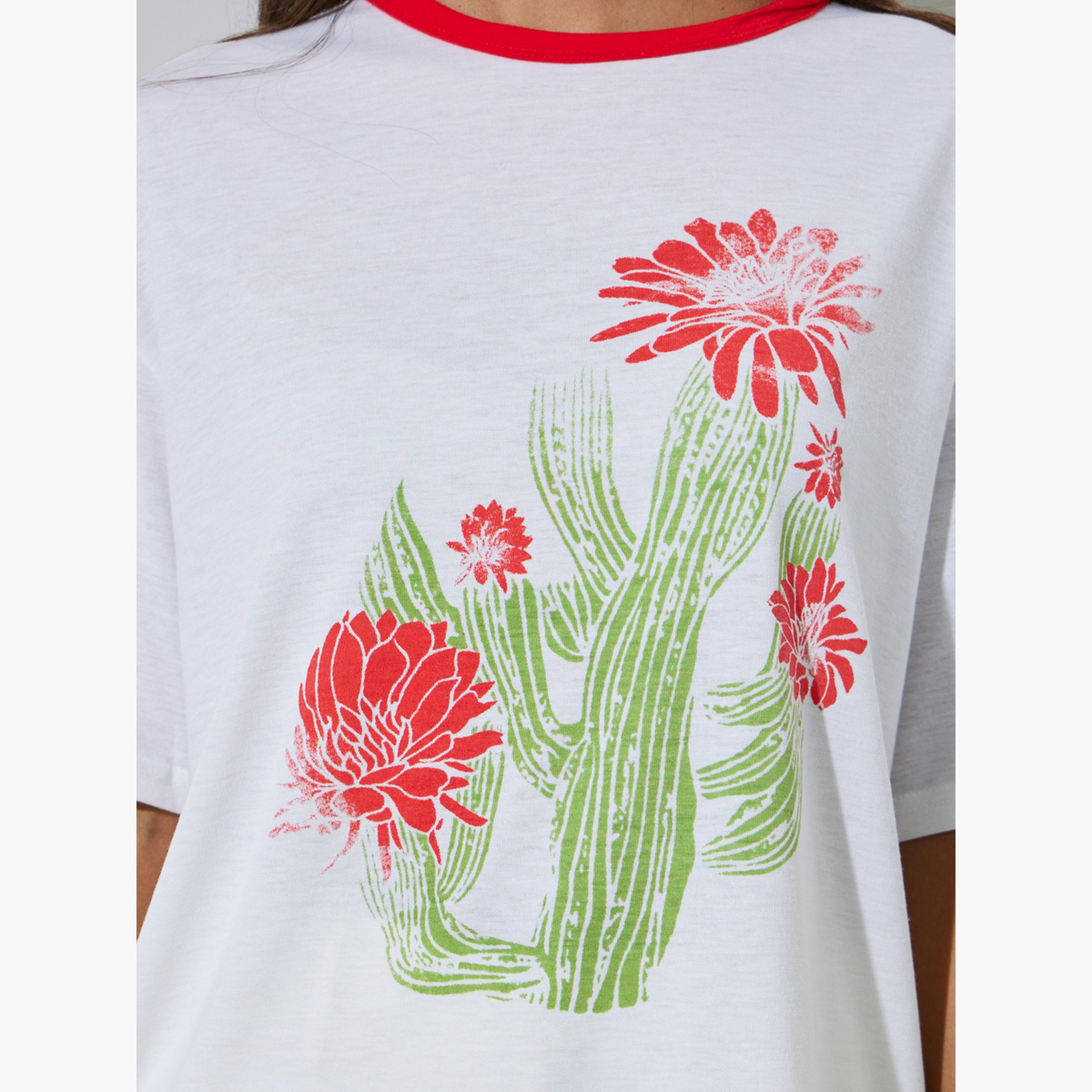 Styli White Floral Print Oversize T-shirt-women-clothing-tshirts-image-5