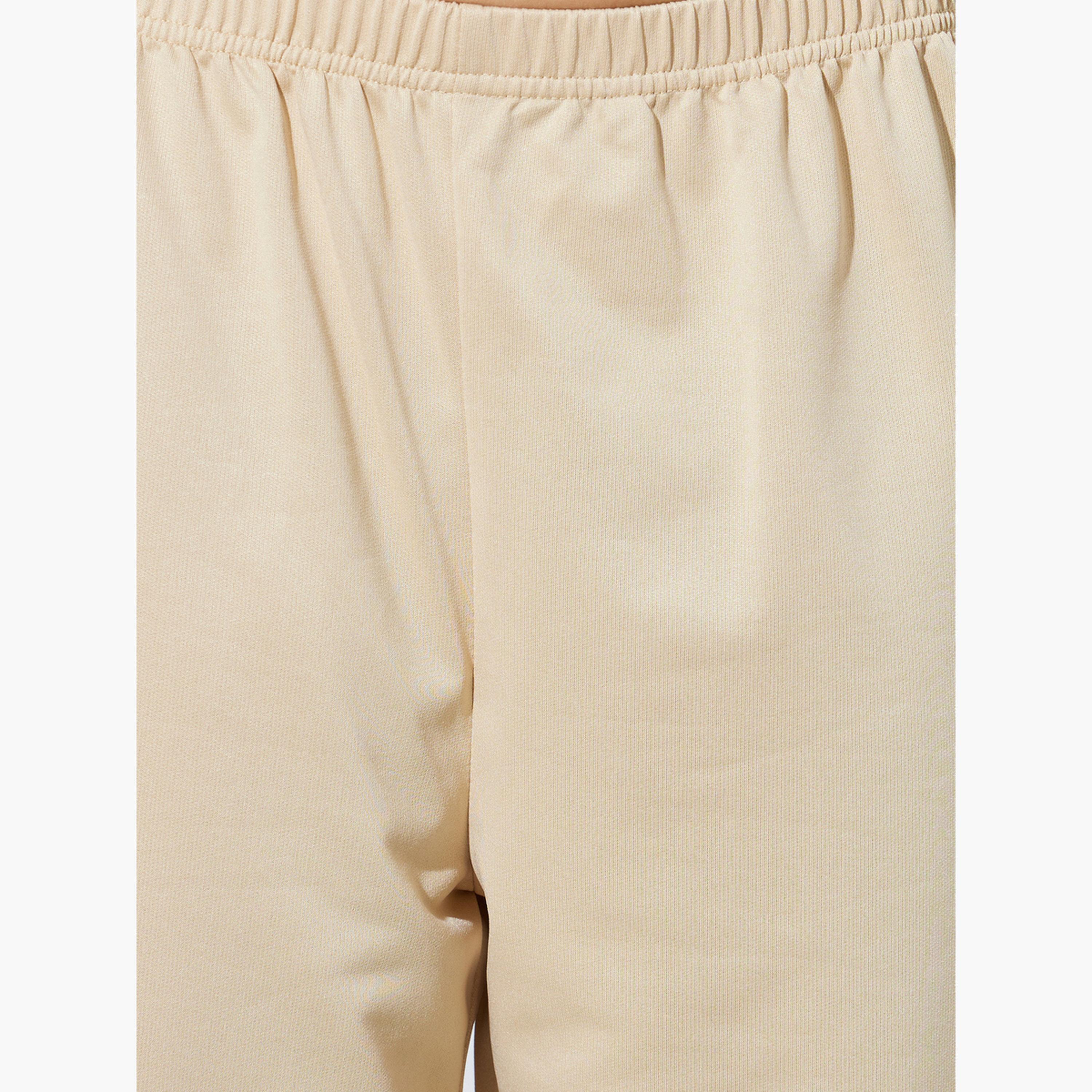 ستايلي - بنطال رياضي بيج سادة بخصر مطاطي وأساور مطاطية-women-clothing-bottoms-joggers-image-4