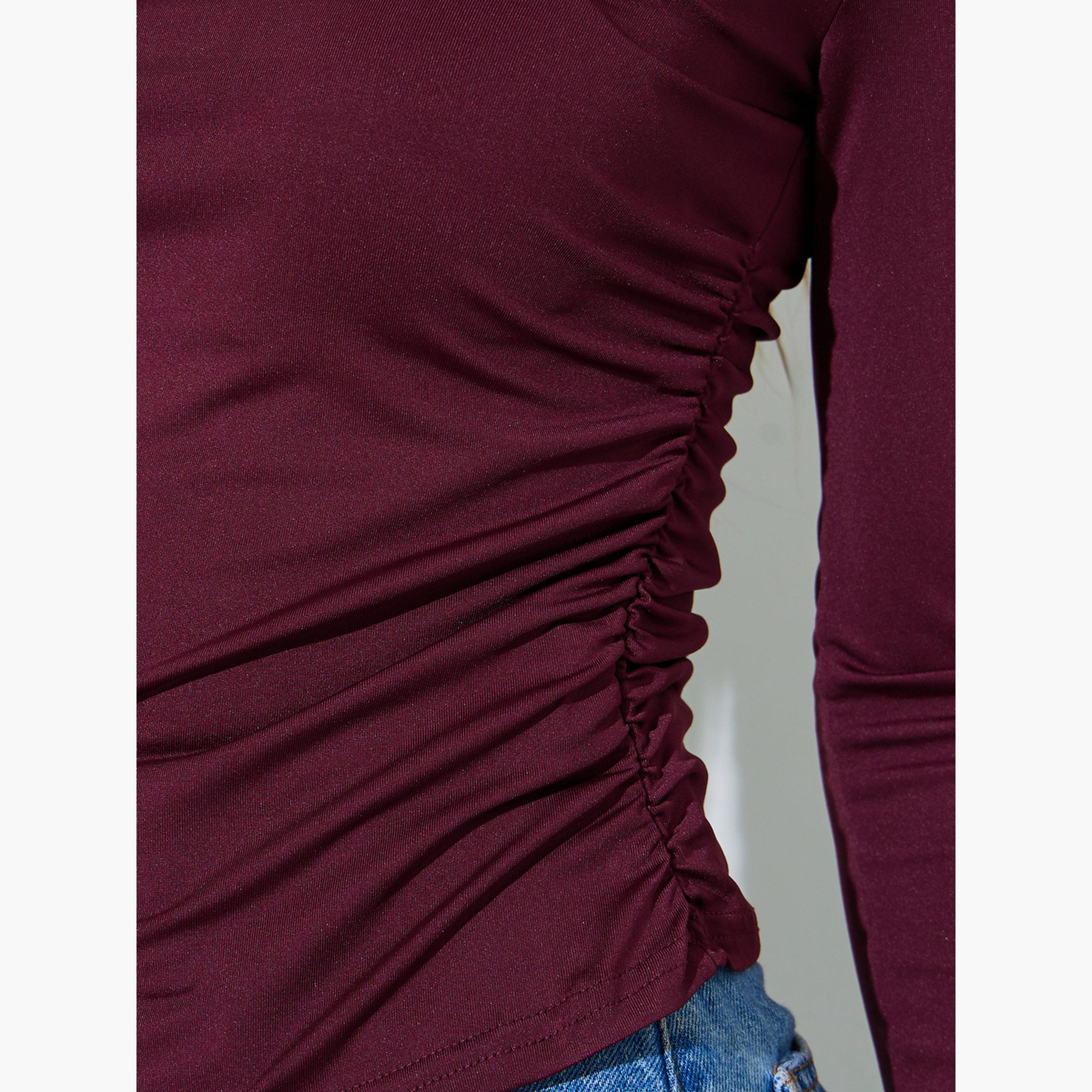 Styli Pack of 2 - Long Sleeves Round Neck Ruched Fitted Knit Top-women-clothing-shirtsandblouses-blouses-image-7