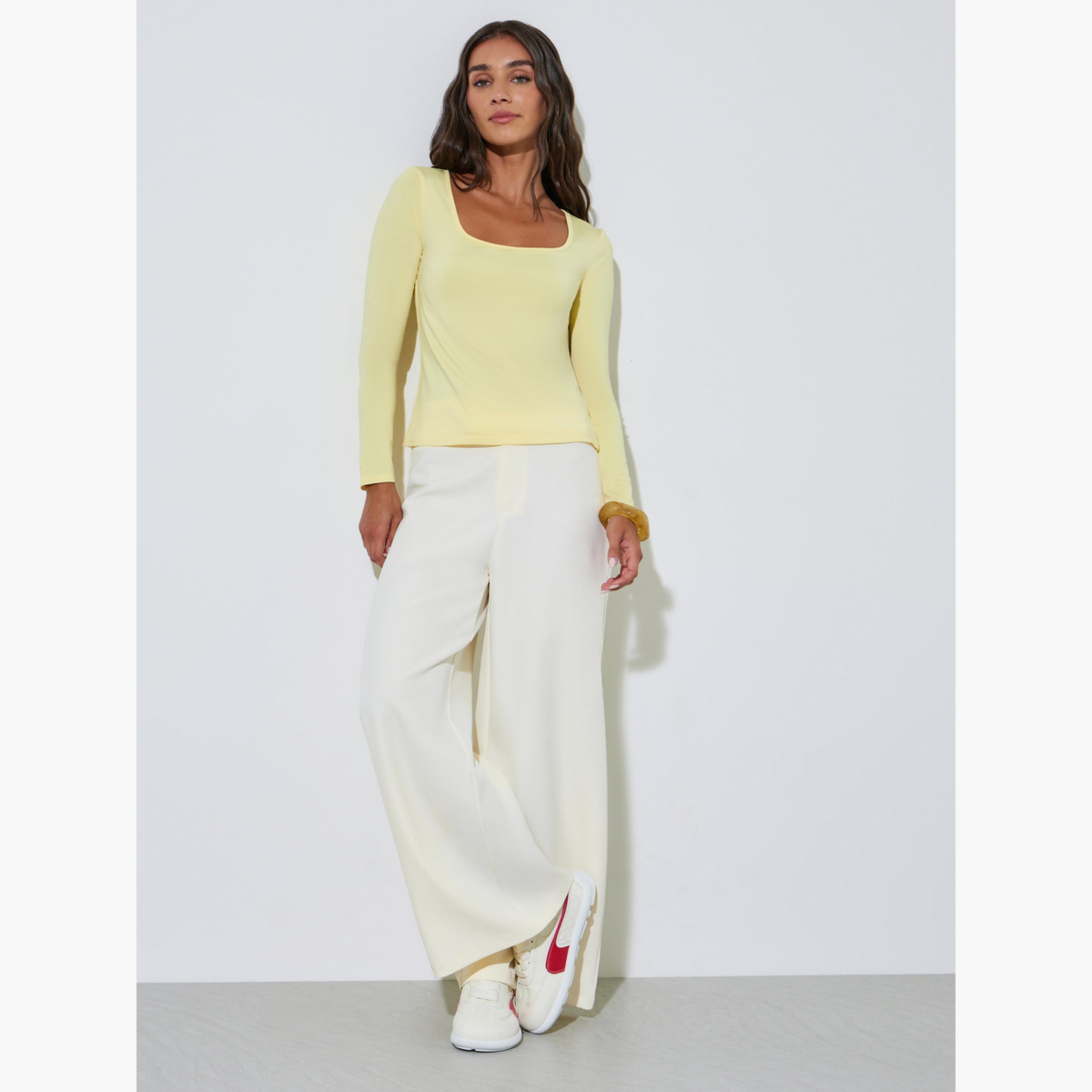 طقم من قطعتين بلوزة محبوكة أكمام طويلة بياقة مربعة-women-clothing-shirtsandblouses-blouses-image-7
