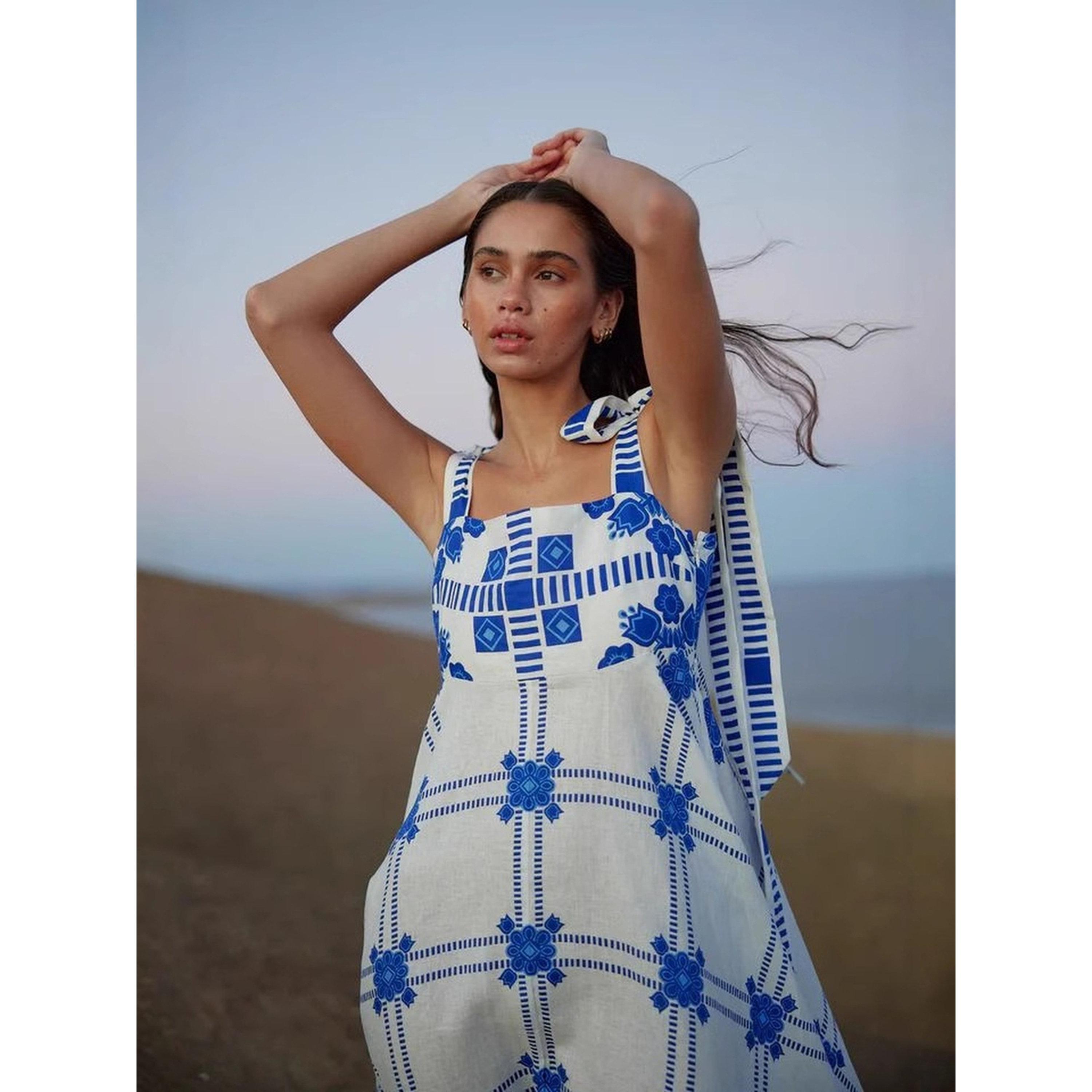 فستان طويل بأكمام بربطة وطبعة زهور-women-clothing-dresses-image-2