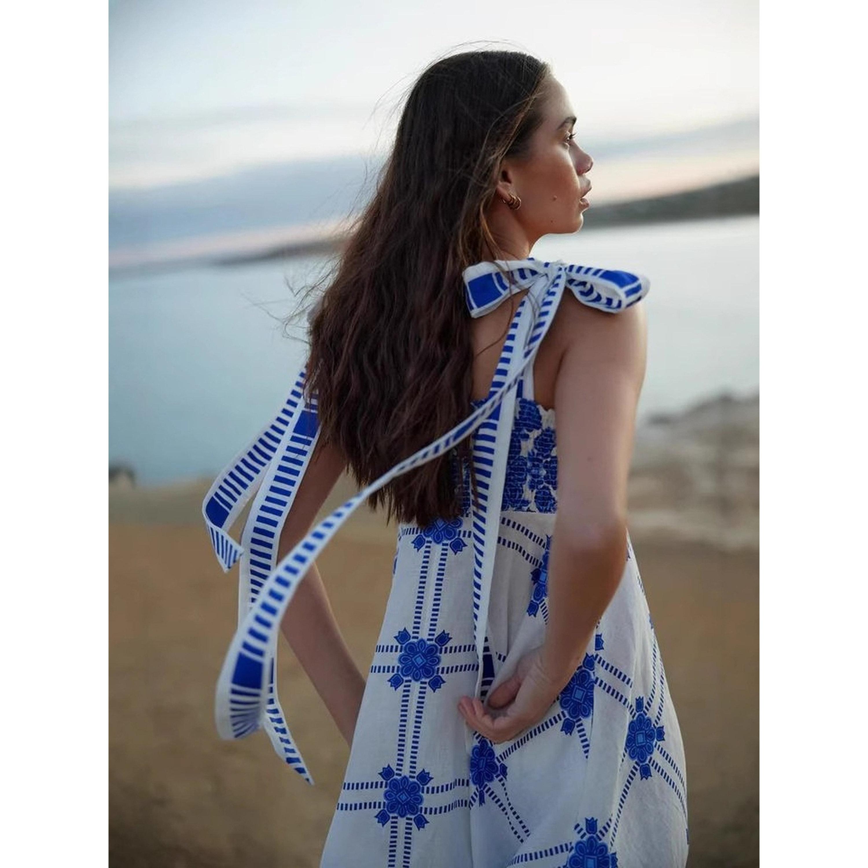 فستان طويل بأكمام بربطة وطبعة زهور-women-clothing-dresses-image-3