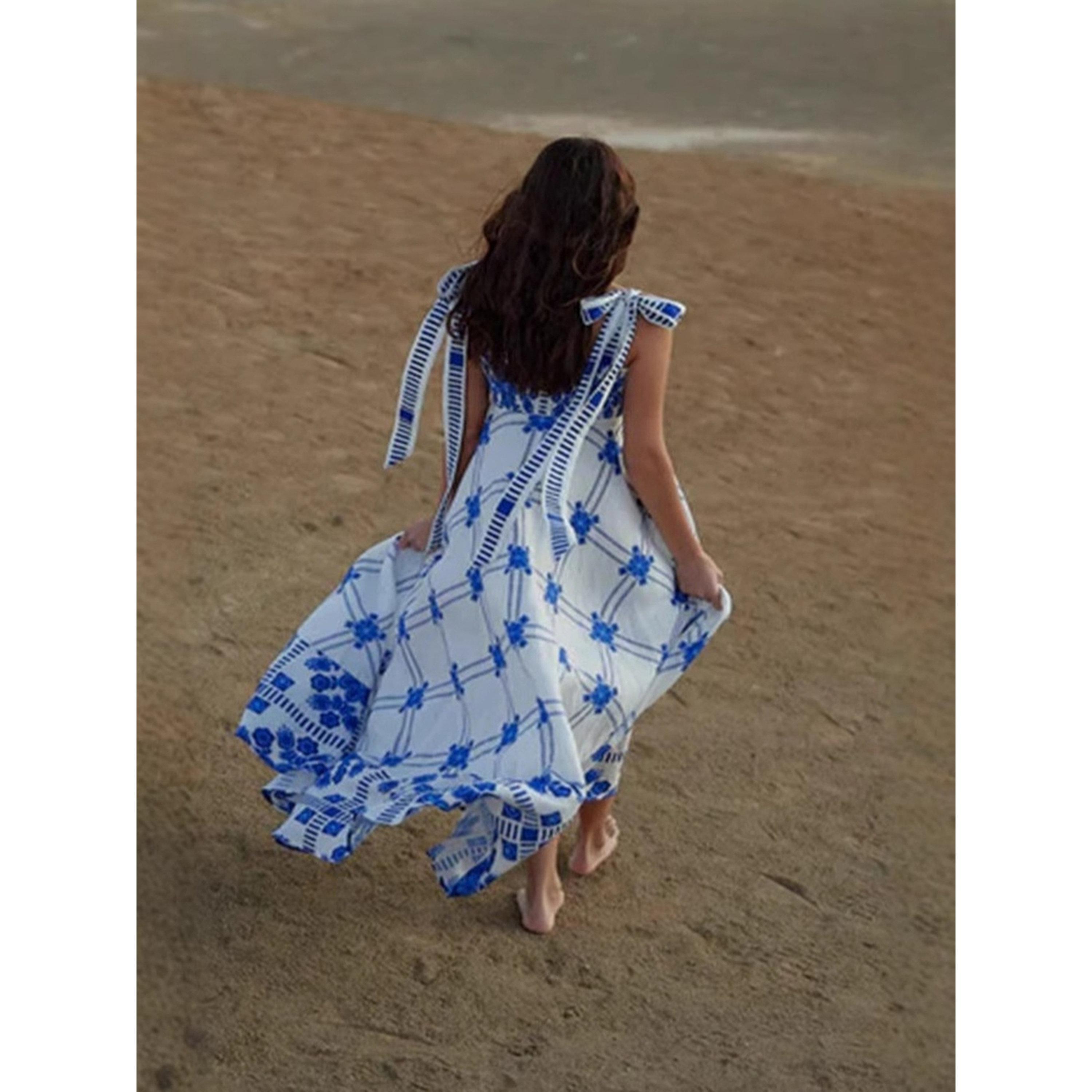 فستان طويل بأكمام بربطة وطبعة زهور-women-clothing-dresses-image-4