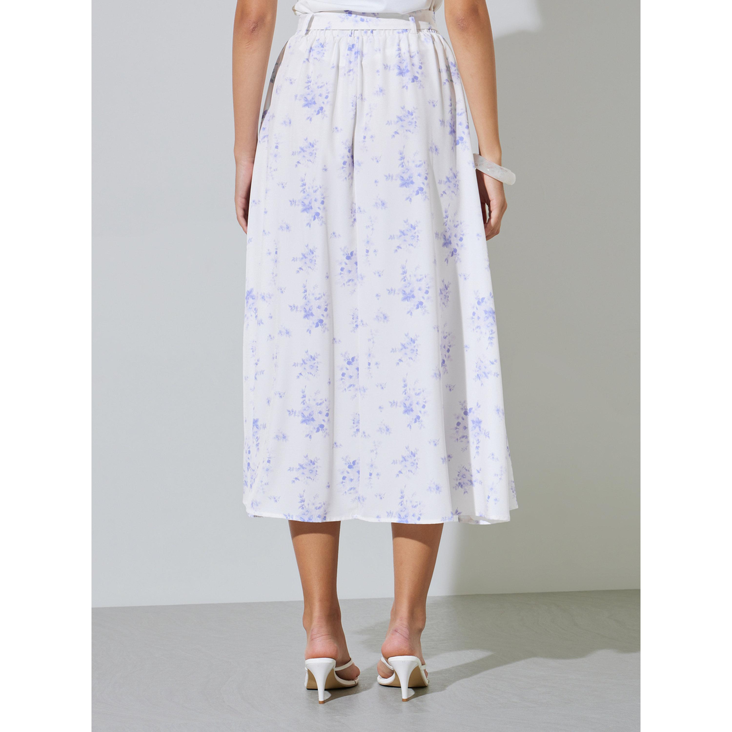 تنورة بحافة واسعة بطول الكاحل وطبعة أزهار-women-clothing-skirts-image-4