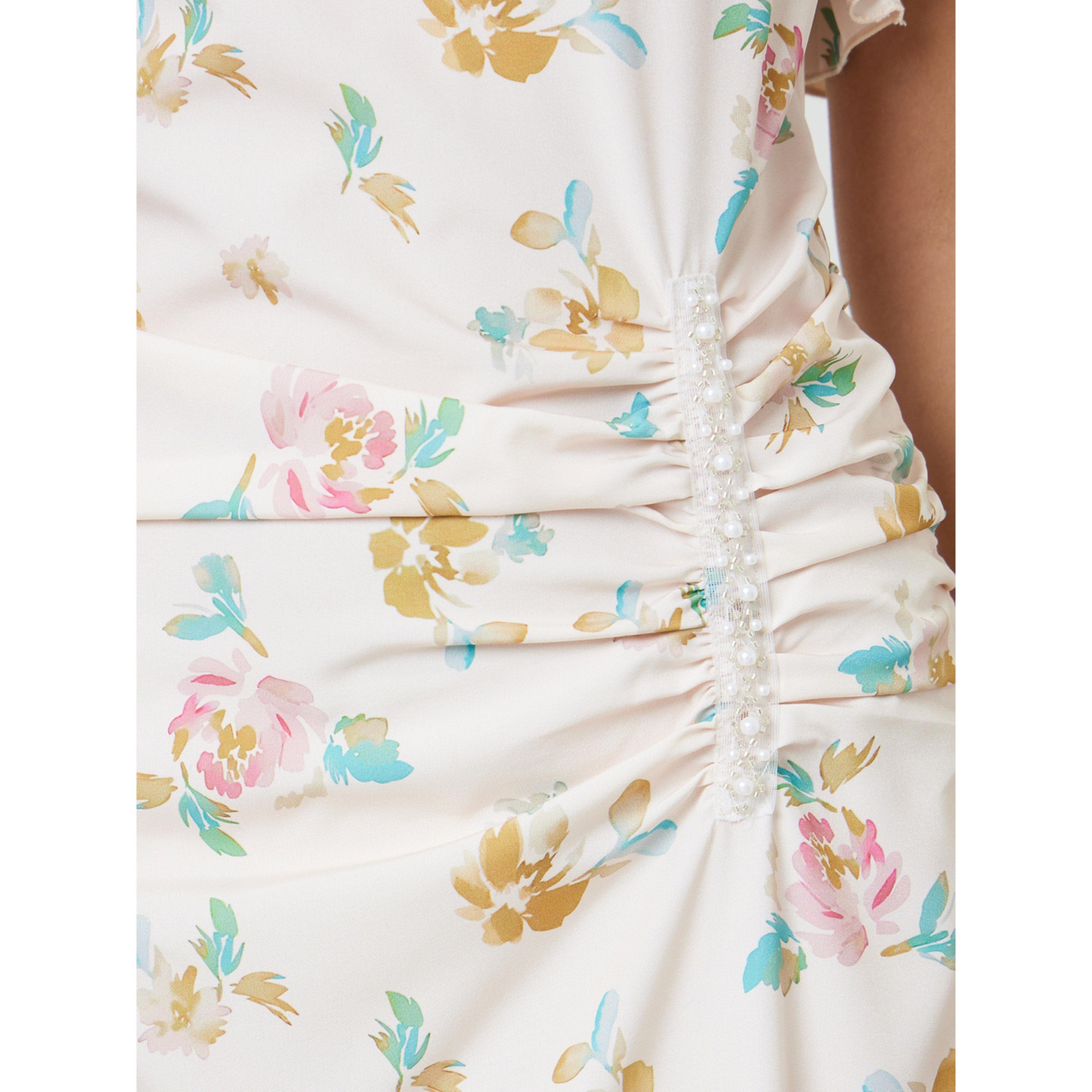 فستان بطول الكاحل بأكمام قصيرة وحافة واسعة وطبعة أزهار-women-clothing-dresses-image-5