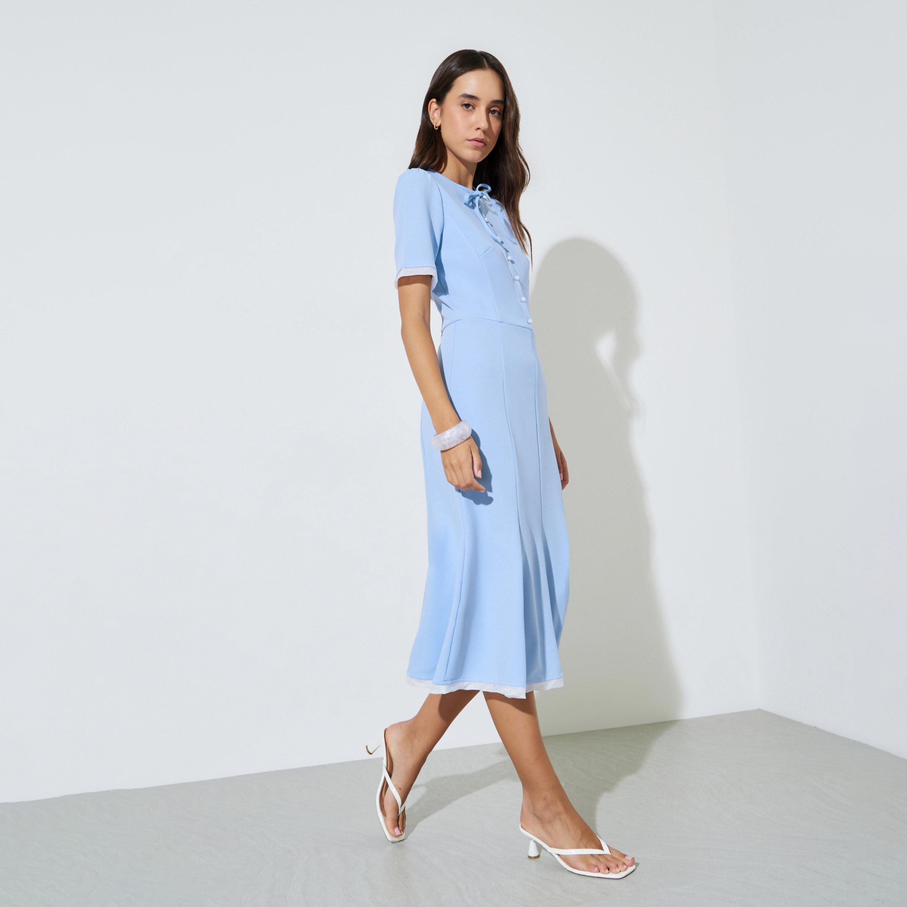Take Two Blue Solid A-Line Midi Dress-women-clothing-dresses-image-1