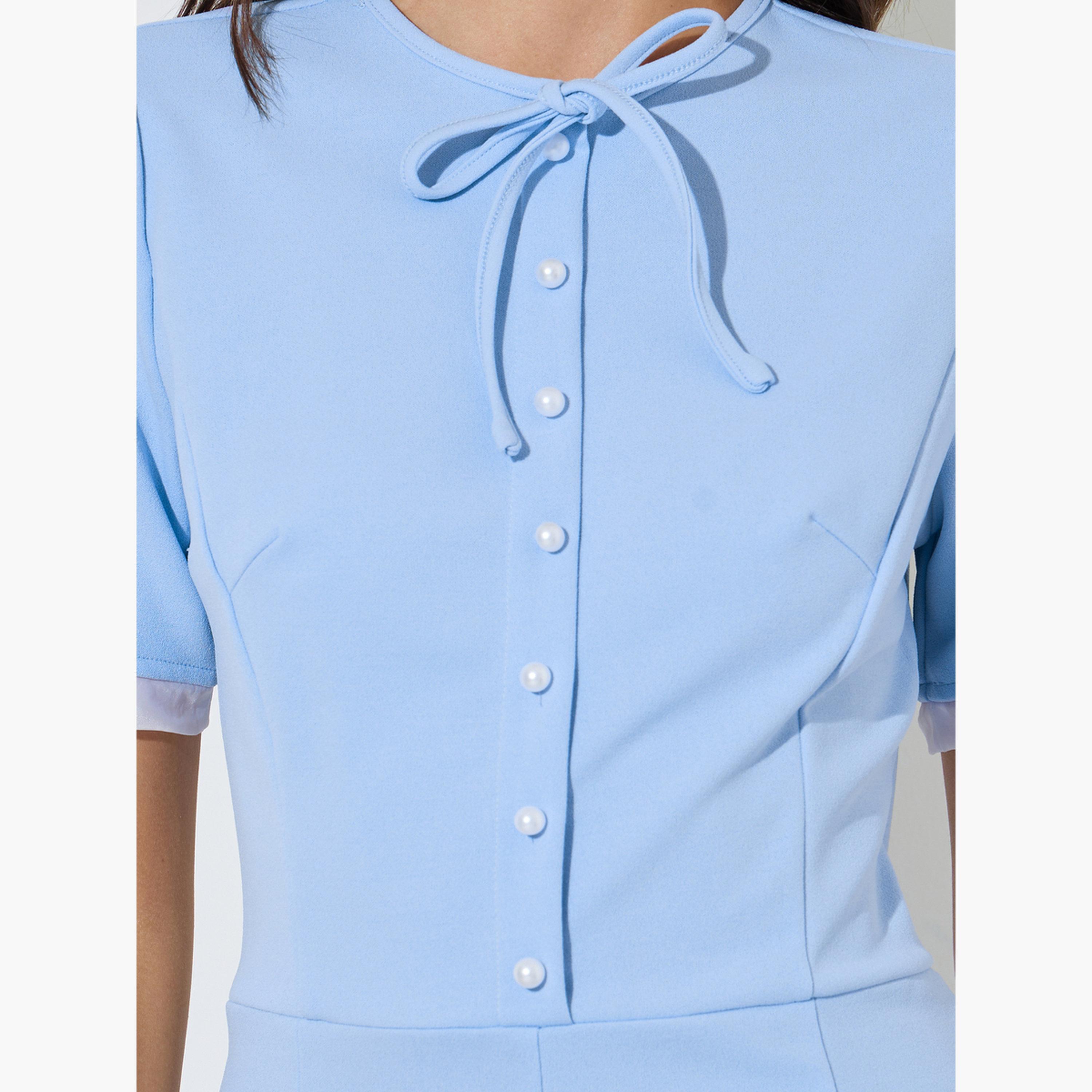 Take Two Blue Solid A-Line Midi Dress-women-clothing-dresses-image-4
