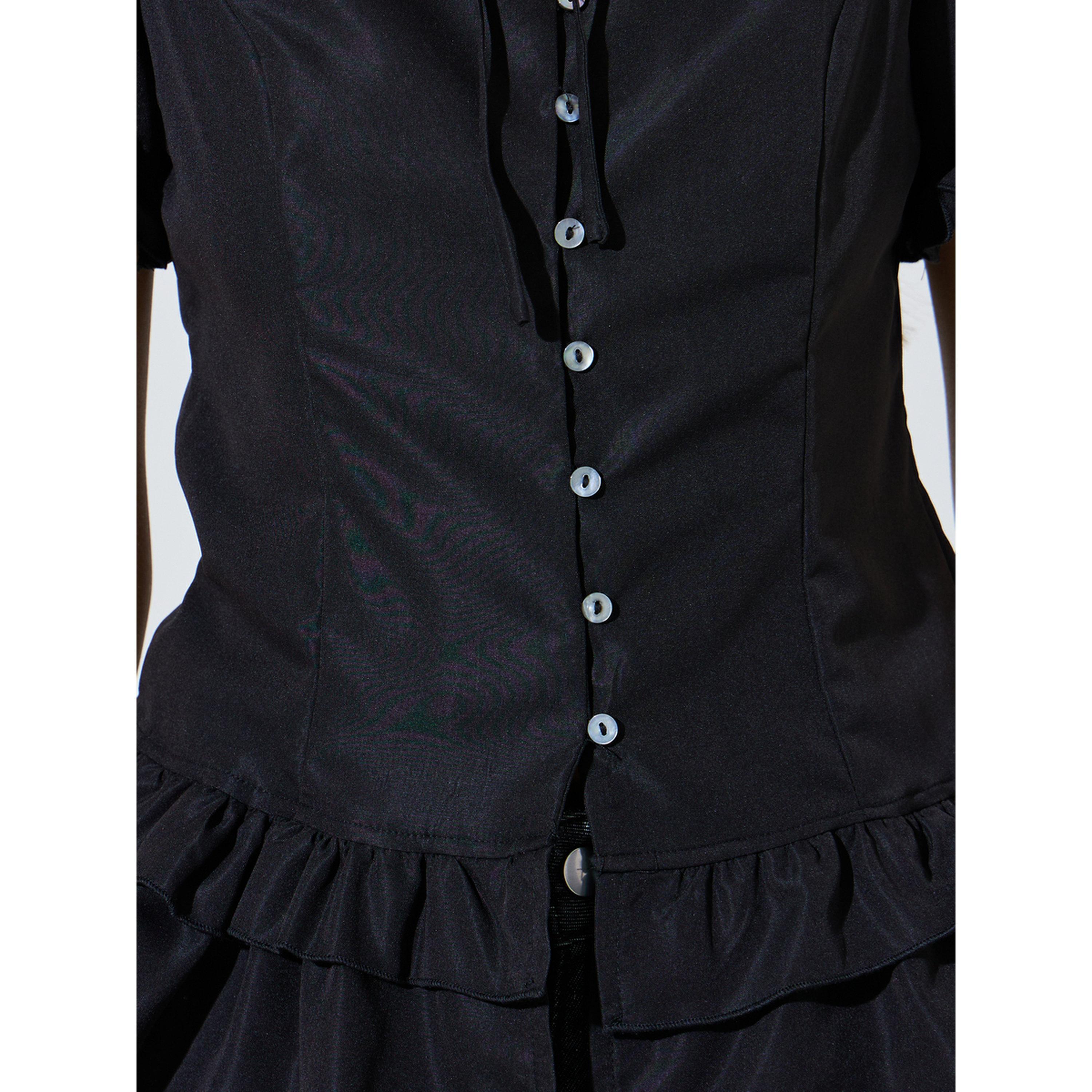 تيك تو توب أسود بأكمام قصيرة وتفاصيل كشكش-women-clothing-shirtsandblouses-blouses-image-5