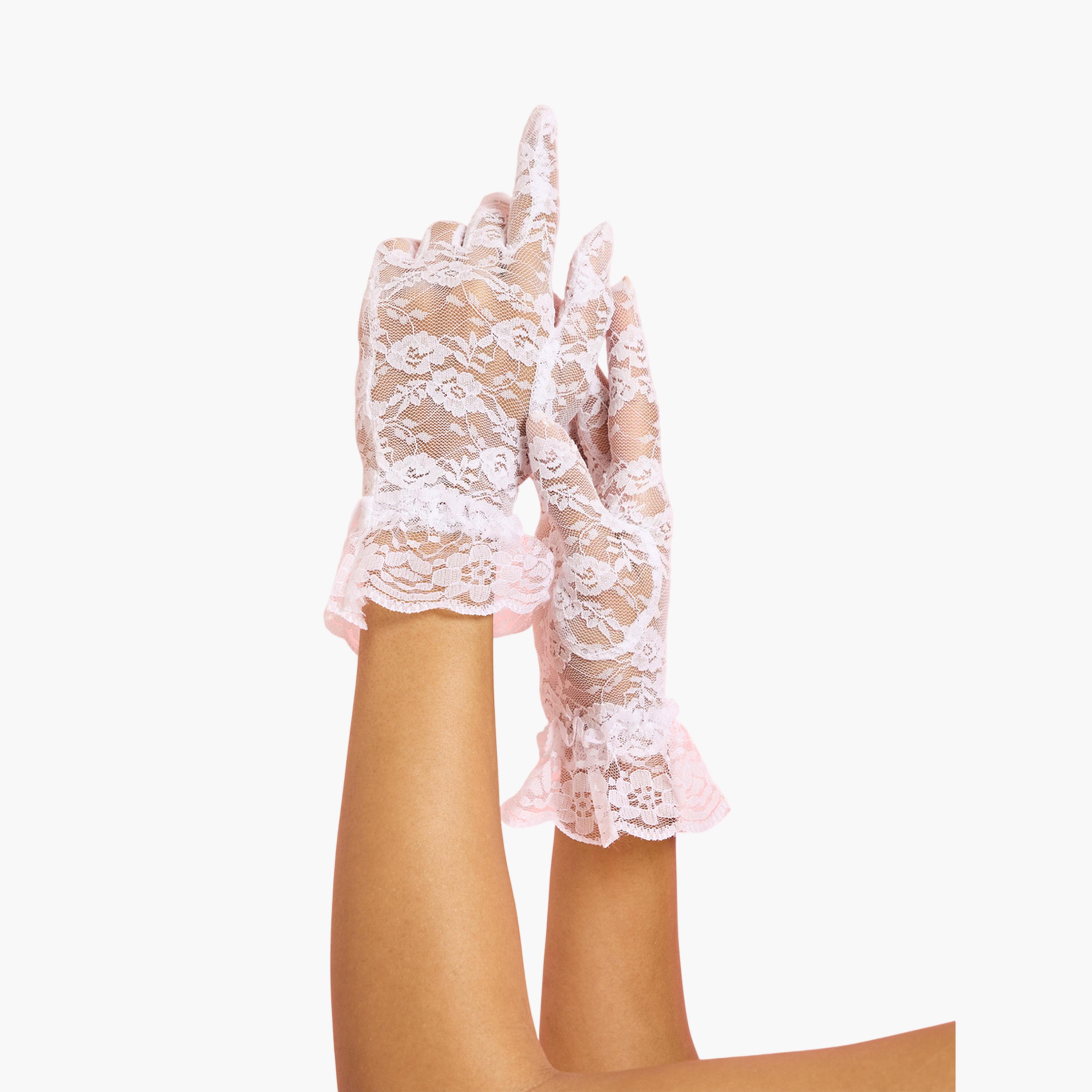 بيبي دول بقفازات وتفاصيل دانتيل وجاكار بنمط زهور - أبيض-women-clothing-lingerie-babydollsandbodysuits-image-5