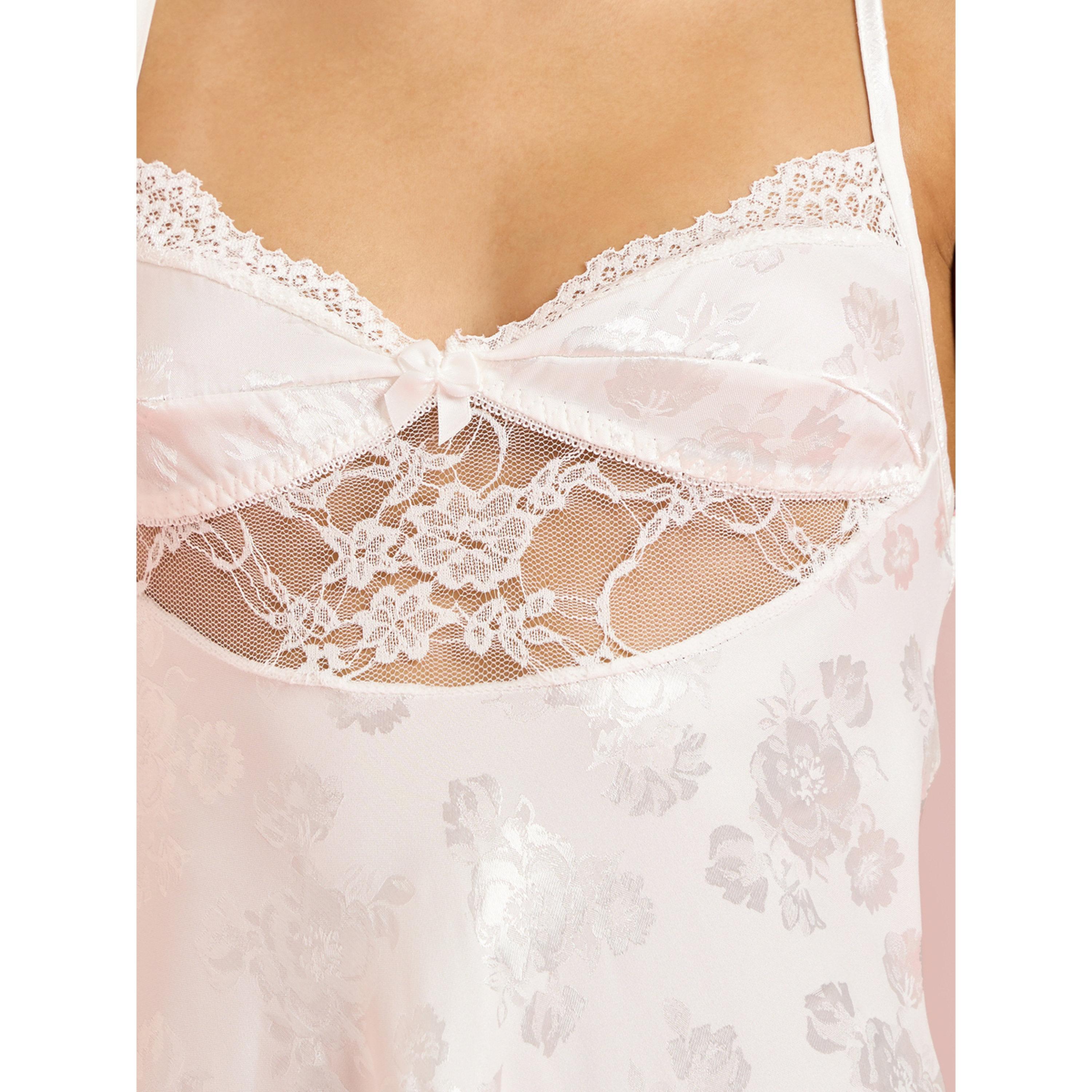 Styli White Floral Jacquard with Lace Details Babydoll with Gloves-women-clothing-lingerie-babydollsandbodysuits-image-6