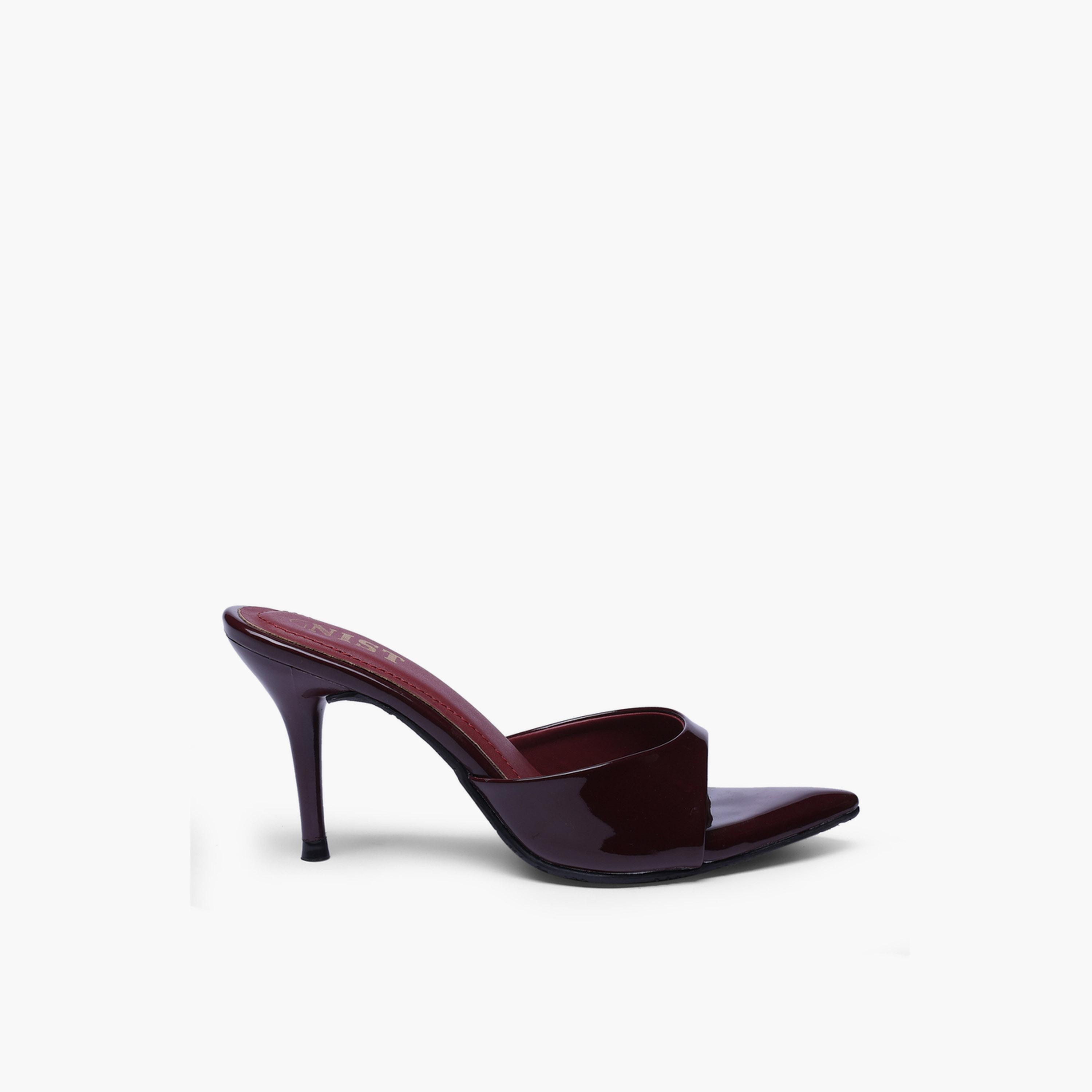 GNIST X Styli Burgundy High Heel Sandals with Pointed Toe Stilettos-women-shoes-sandals-heeled-image-2