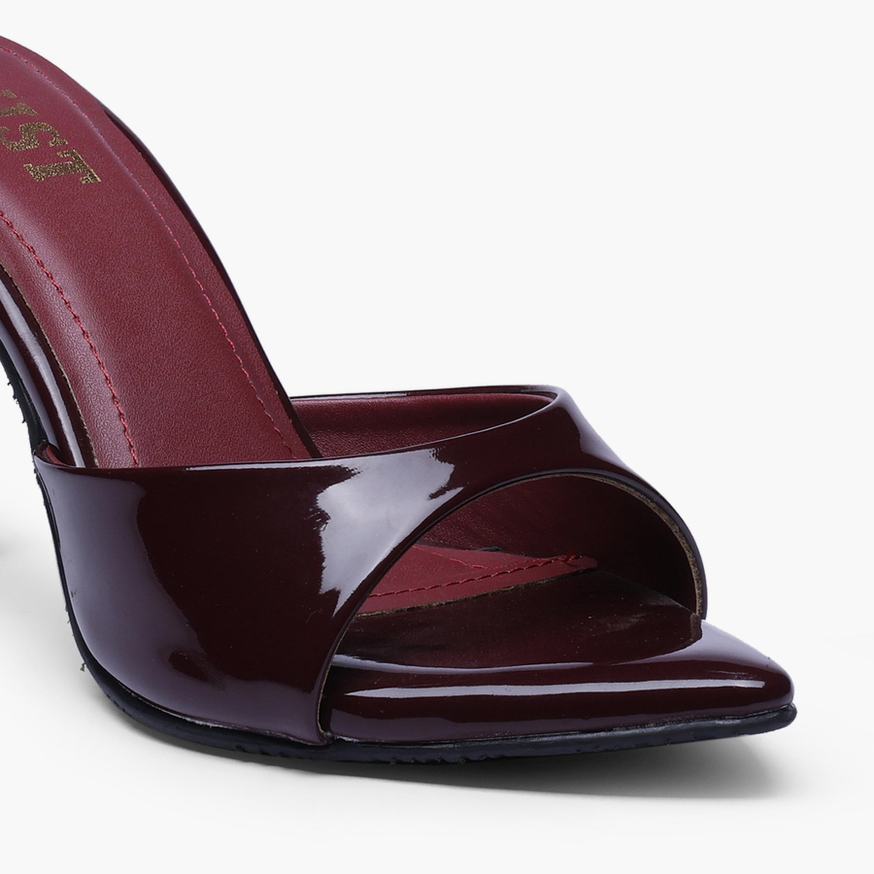GNIST X Styli Burgundy High Heel Sandals with Pointed Toe Stilettos-women-shoes-sandals-heeled-image-3