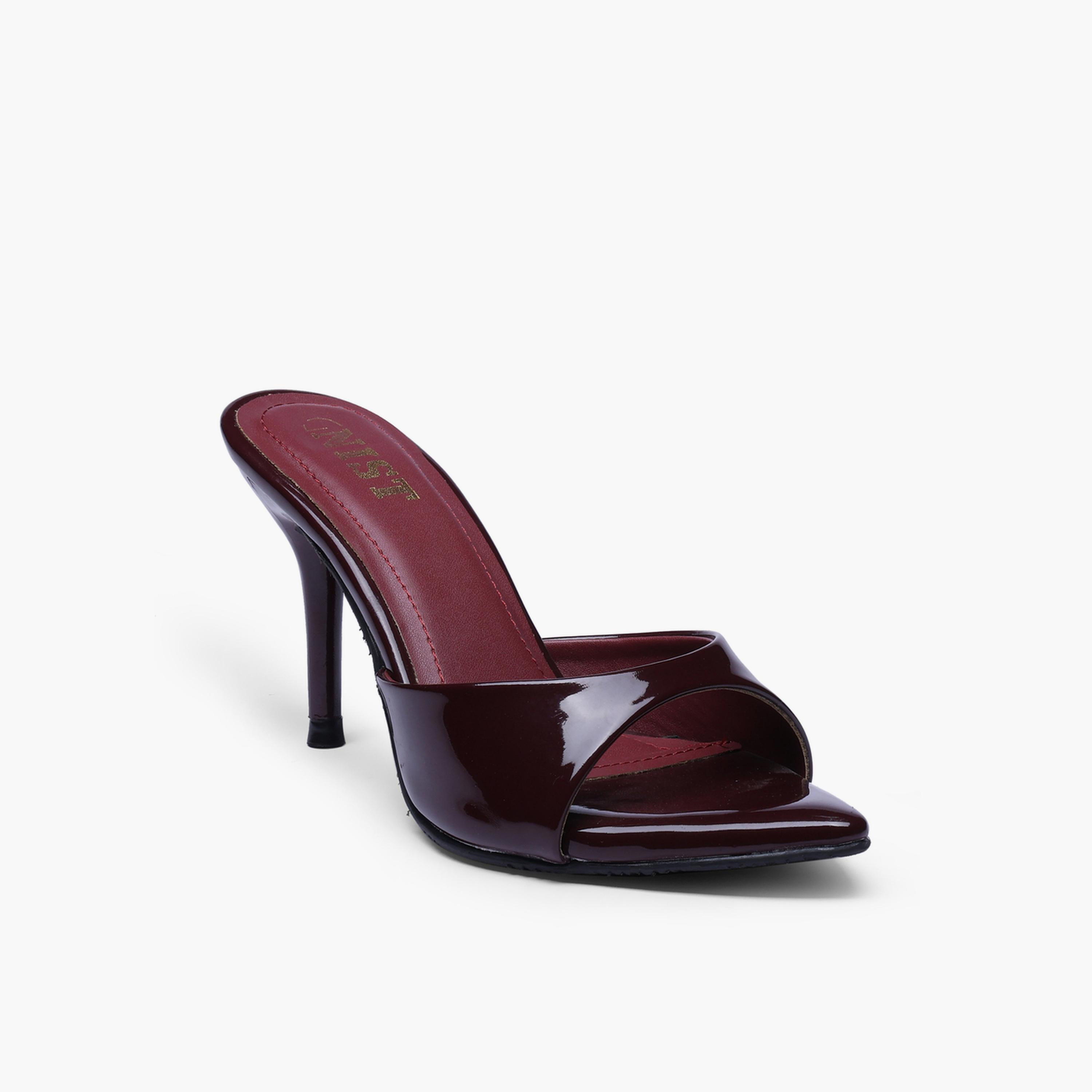 GNIST X Styli Burgundy High Heel Sandals with Pointed Toe Stilettos-women-shoes-sandals-heeled-image-4