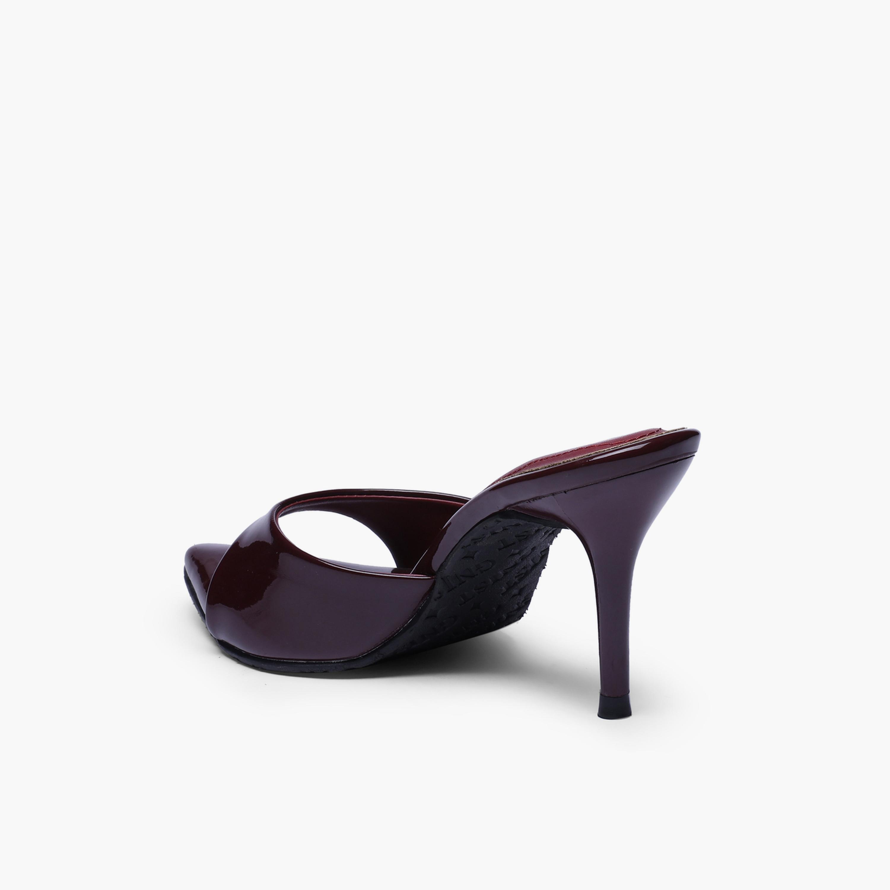 GNIST X Styli Burgundy High Heel Sandals with Pointed Toe Stilettos-women-shoes-sandals-heeled-image-6