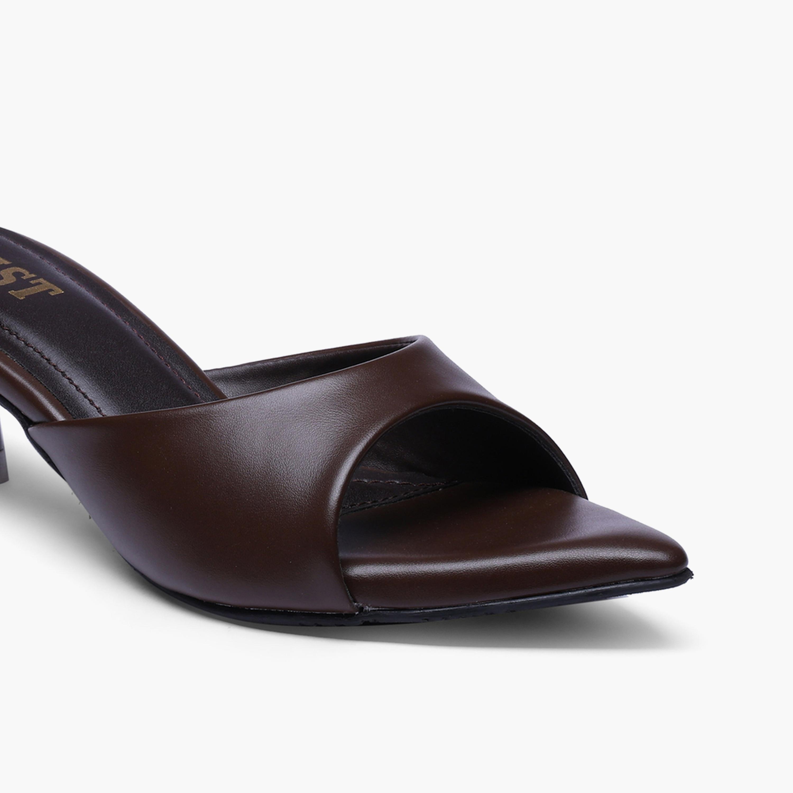 GNIST X Styli Brown Low Heel Sandals-women-shoes-sandals-heeled-image-3