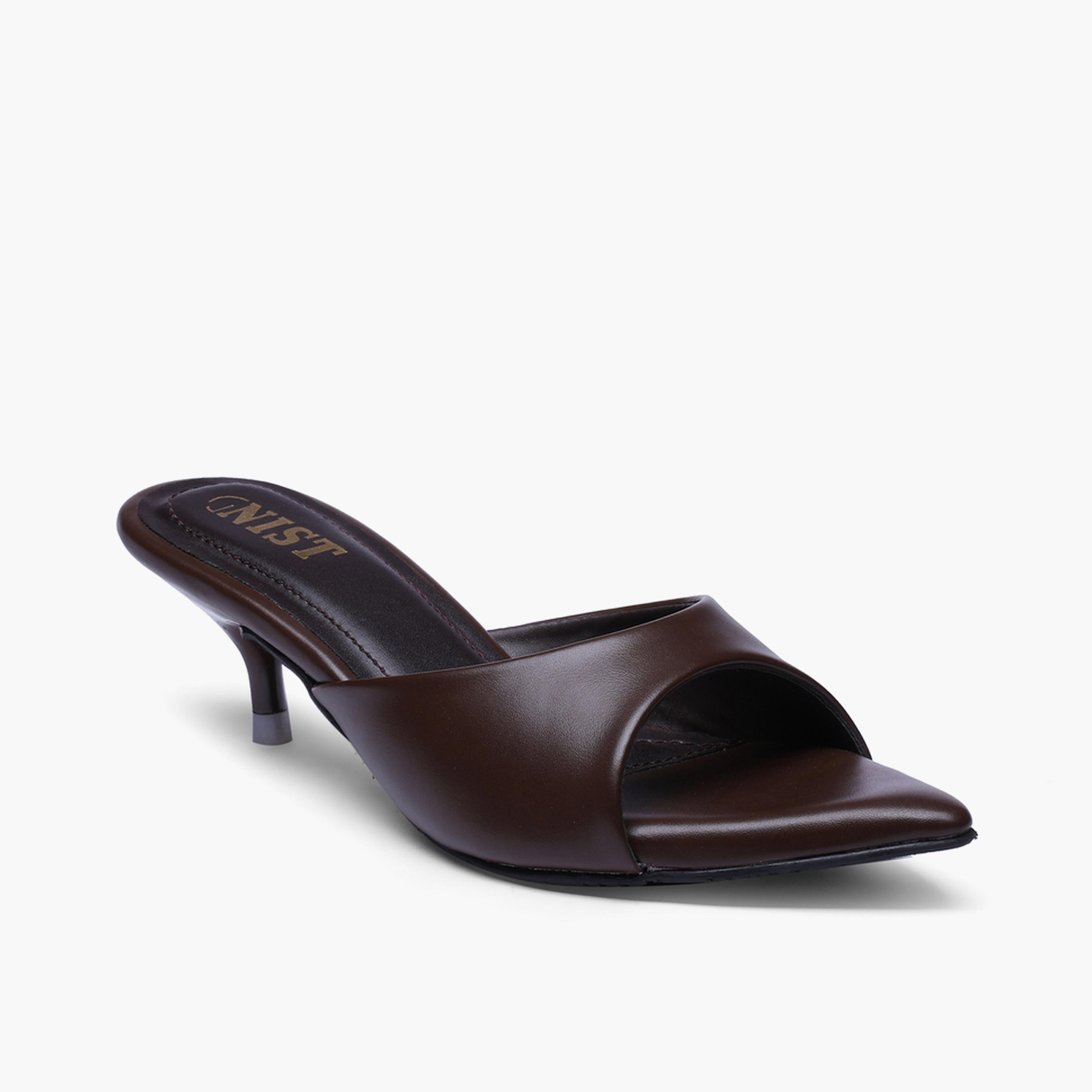 GNIST X Styli Brown Low Heel Sandals-women-shoes-sandals-heeled-image-4