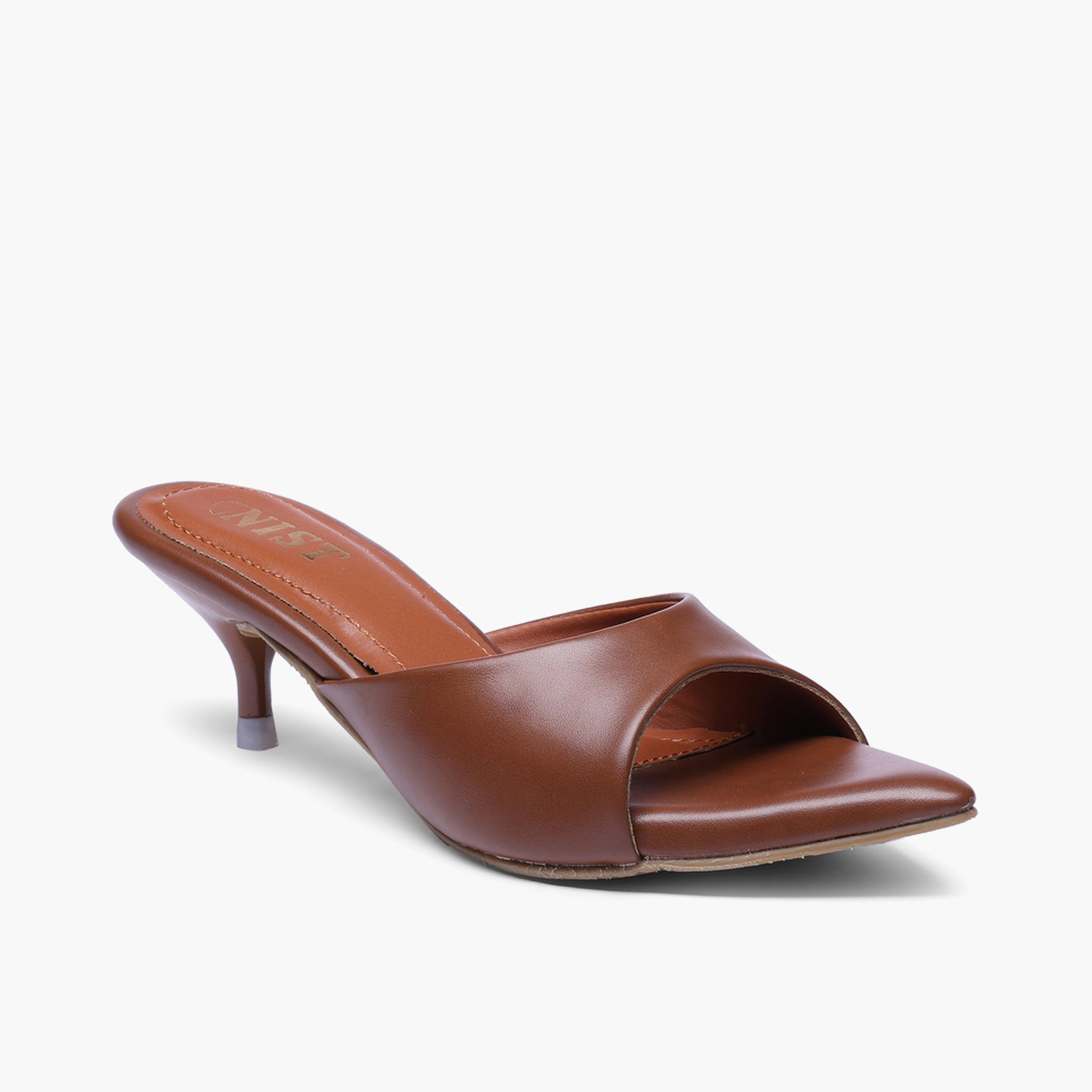 GNIST X Styli Tan Low Heel Slip-On Sandals-women-shoes-sandals-heeled-image-4