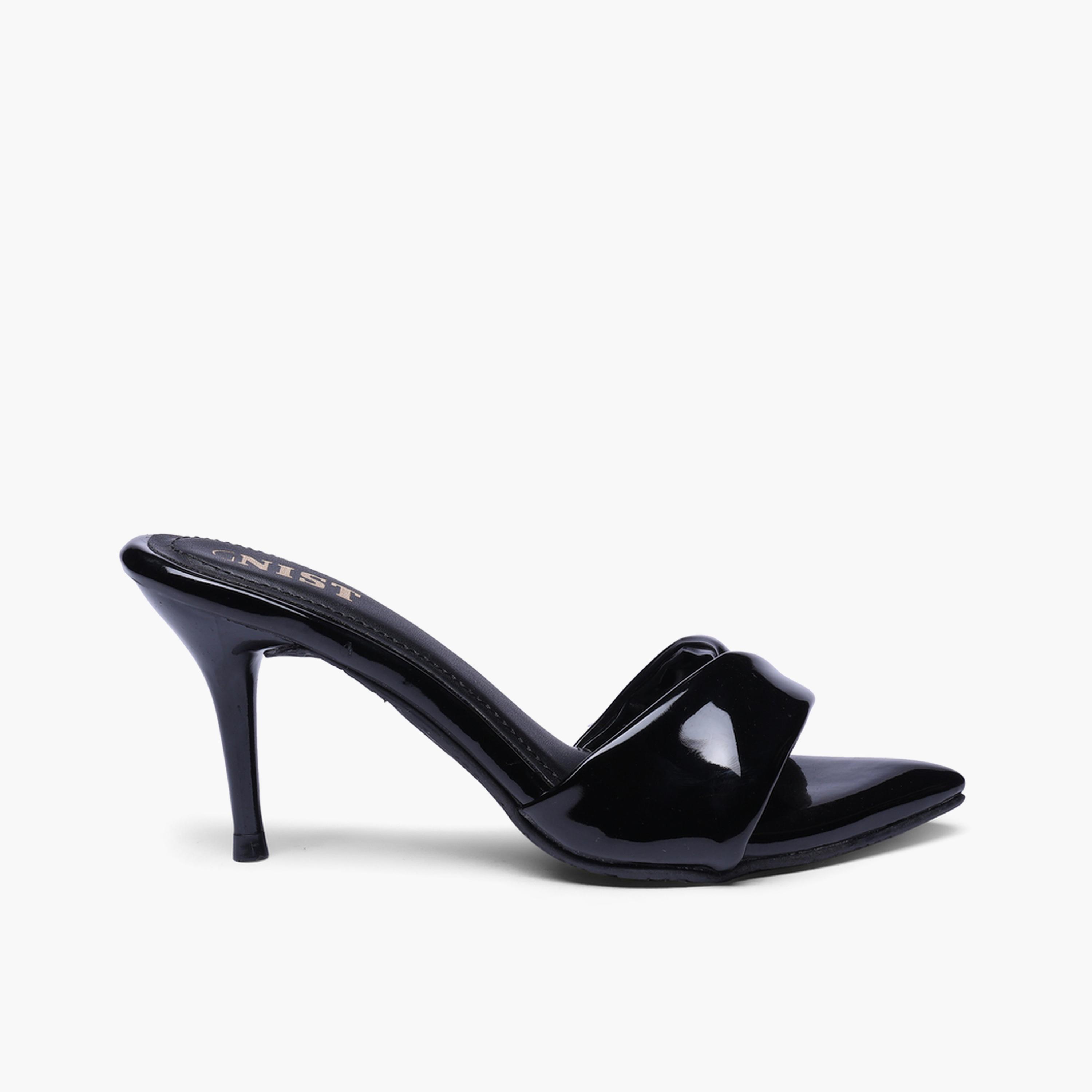 صندل بكعب عالي وتصميم حزام متداخل باللون الأسود-women-shoes-sandals-heeled-image-2