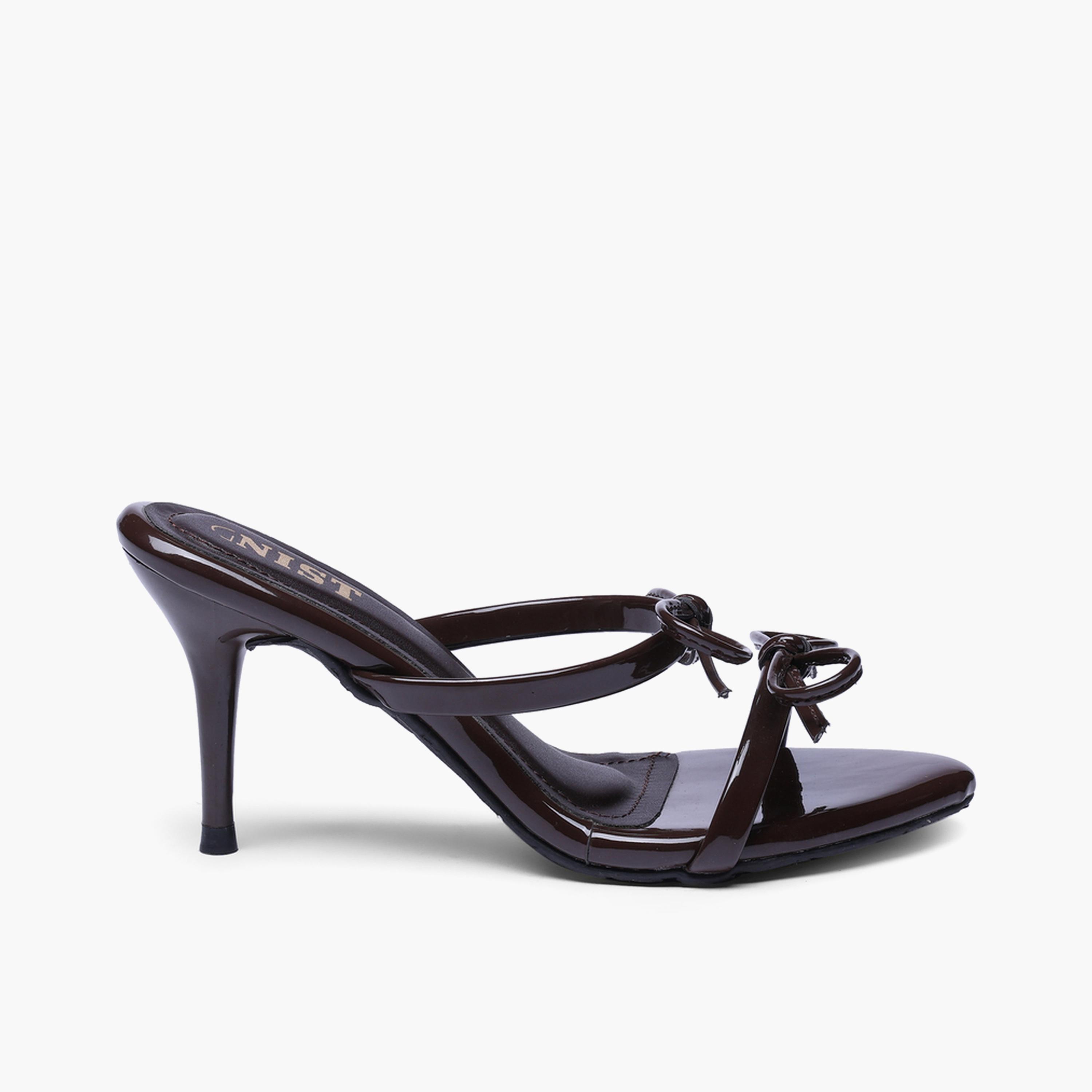 صندل بكعب عالي وتفاصيل فيونكة أسود للمناسبات الخاصة-women-shoes-sandals-heeled-image-2