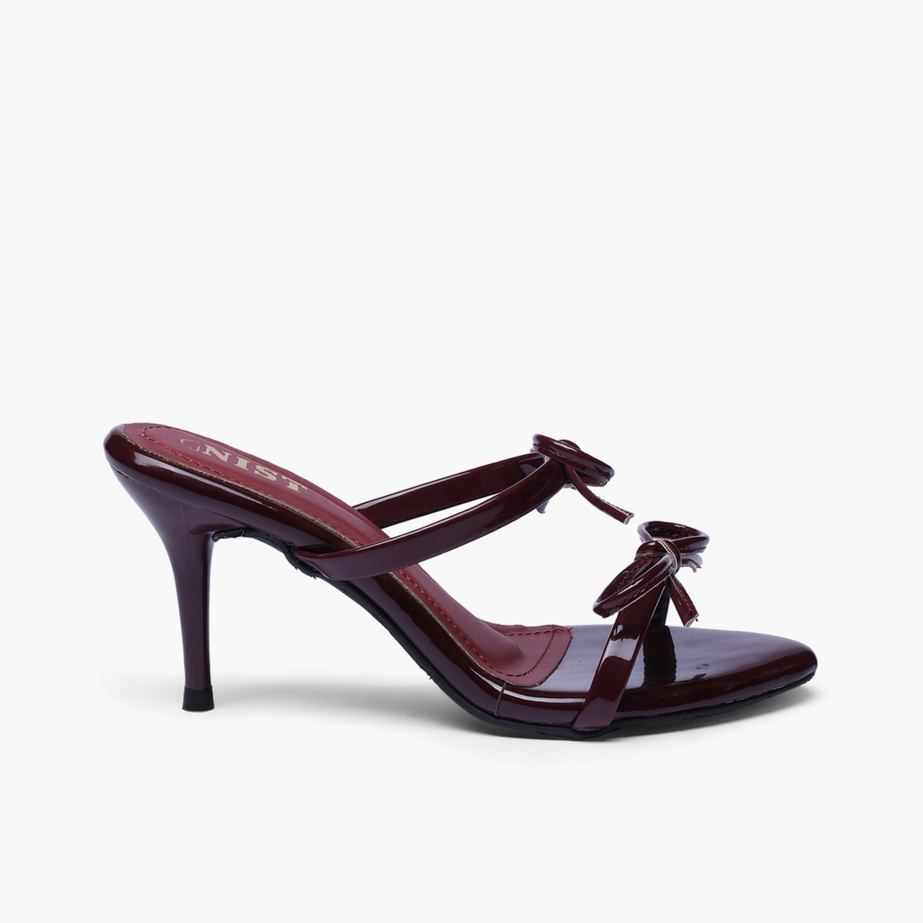 صندل بكعب عالي مع تفاصيل فيونكة باللون البورغندي-women-shoes-sandals-heeled-image-2