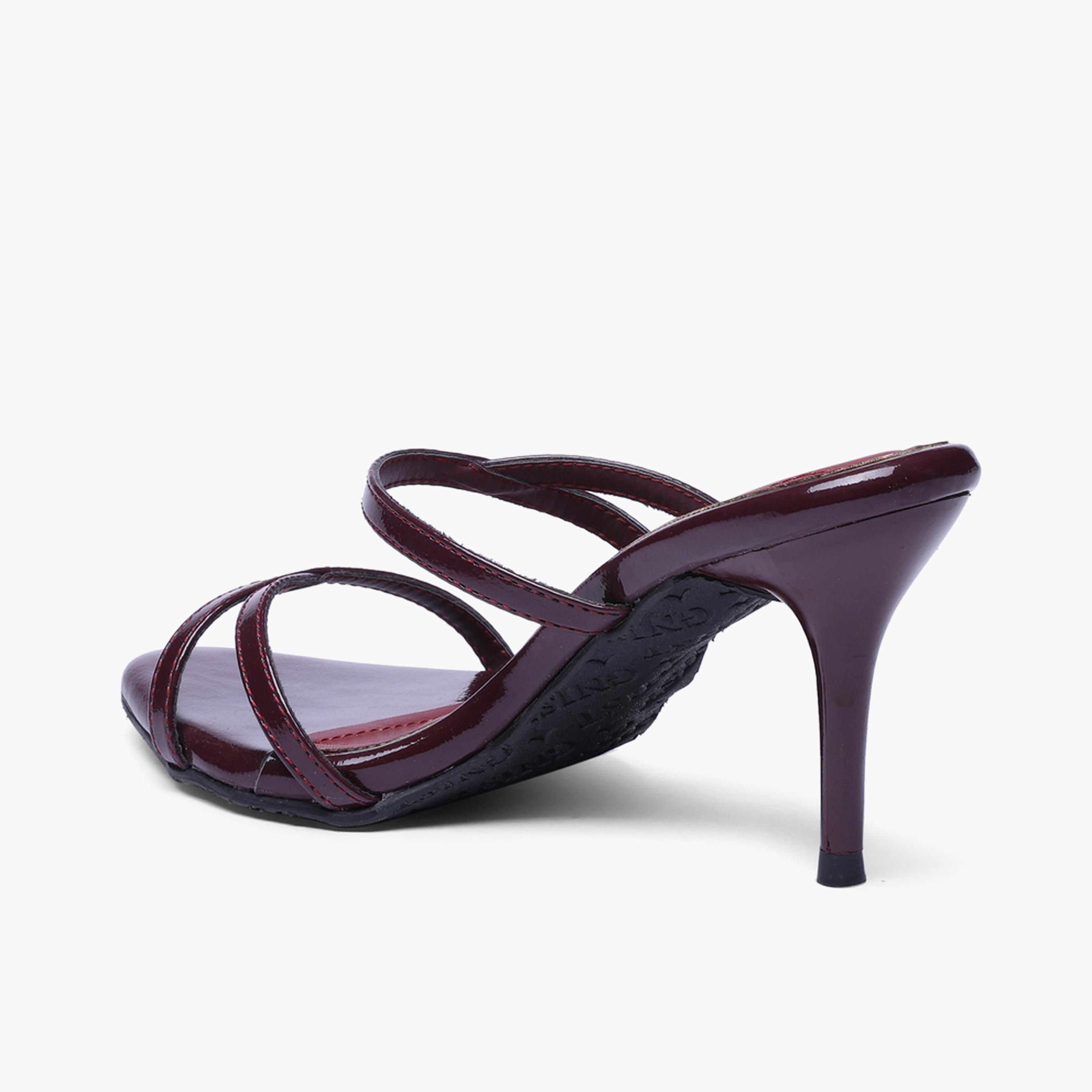 صندل بكعب متوسط وتصميم شرائط باللون البورغندي-women-shoes-sandals-heeled-image-6
